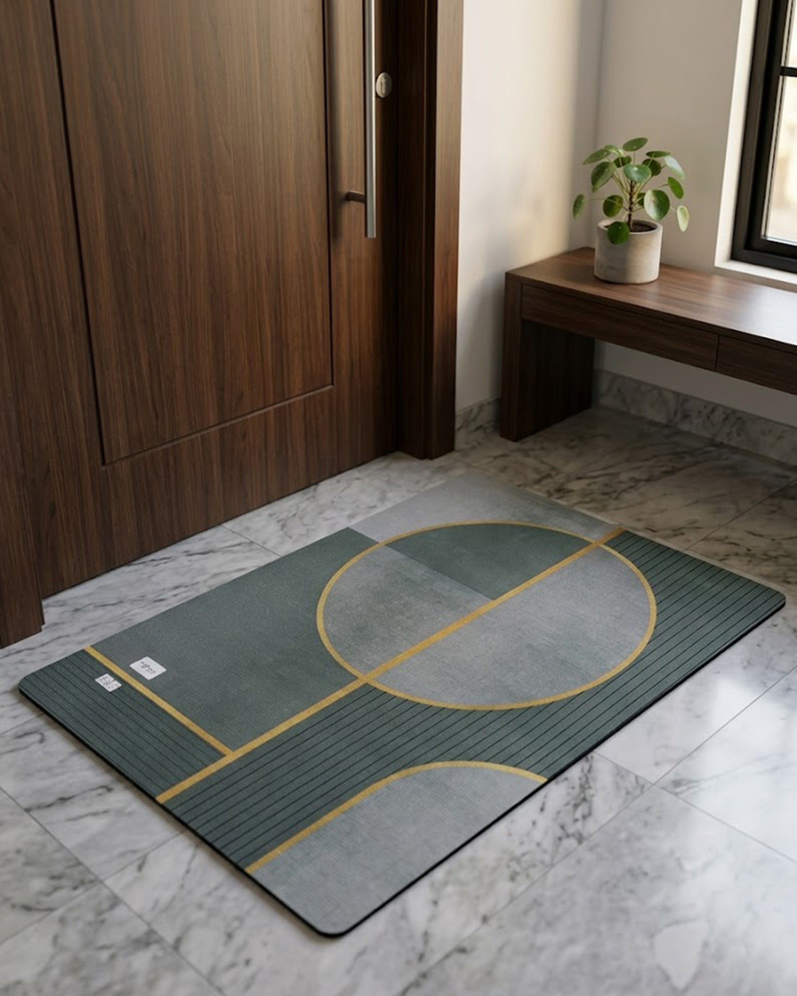 Minimalist Marble Luxe Bath Mat – Soft Grey Abstract Stone Pattern Rug | Non-Slip Premium Microfiber Floor Mat