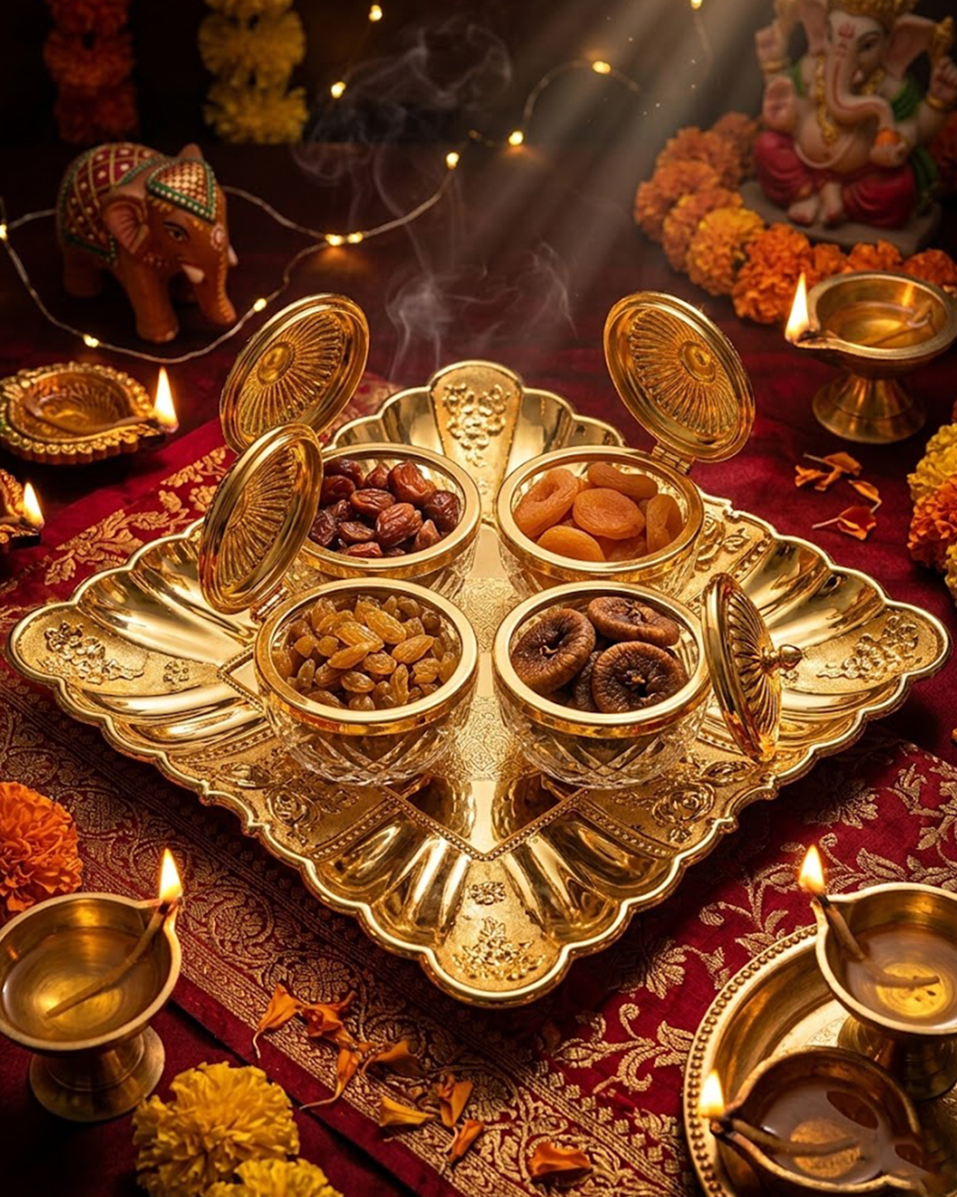 Royal Ornate Silver-Plated Square Serving Tray – Handcrafted Decorative Platter for Luxury Home Decor