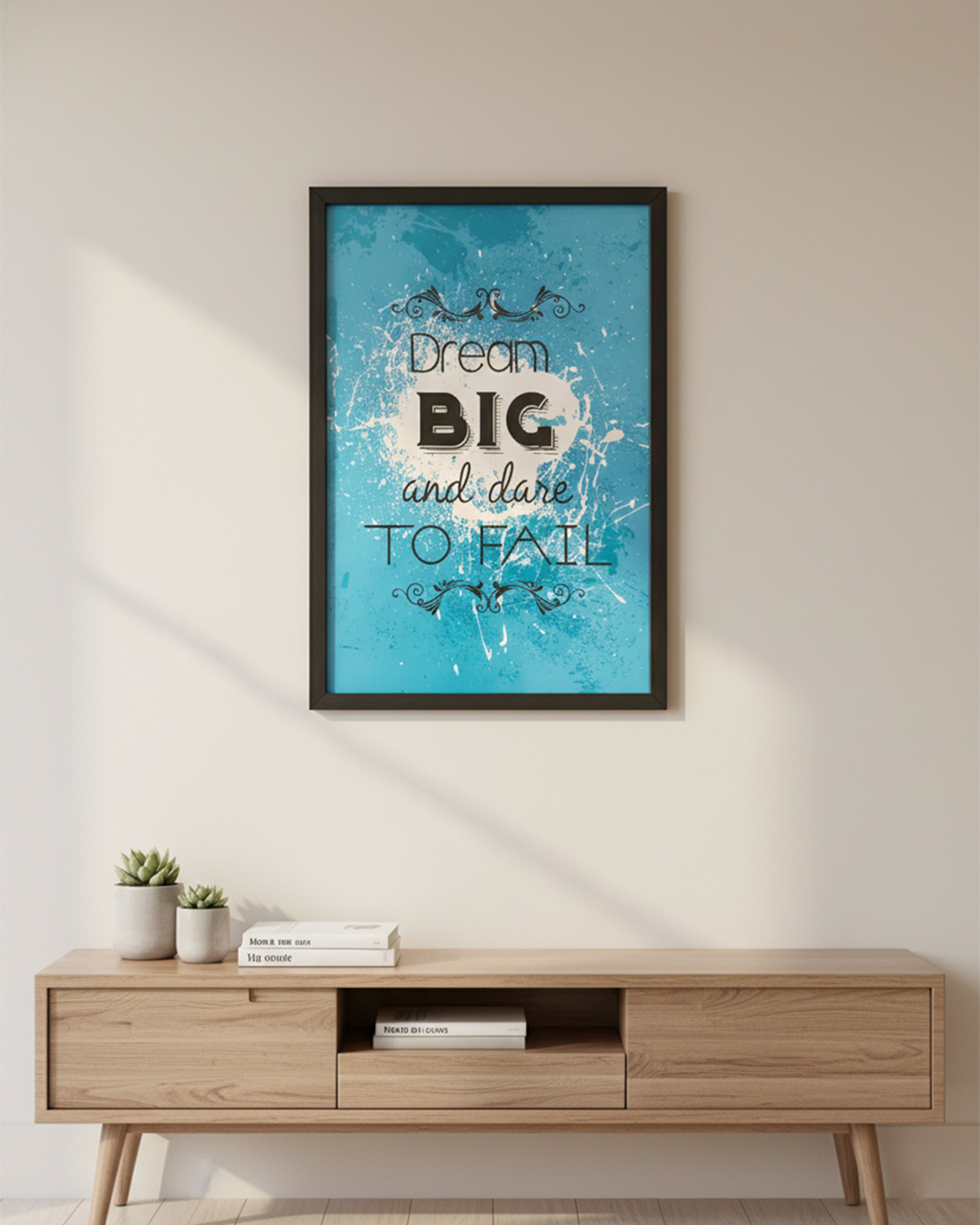 "Dream Big and Dare to Fail" Motivational Wall Art - Premium Black Framed Inspirational Poster for Home Office & Bedroom