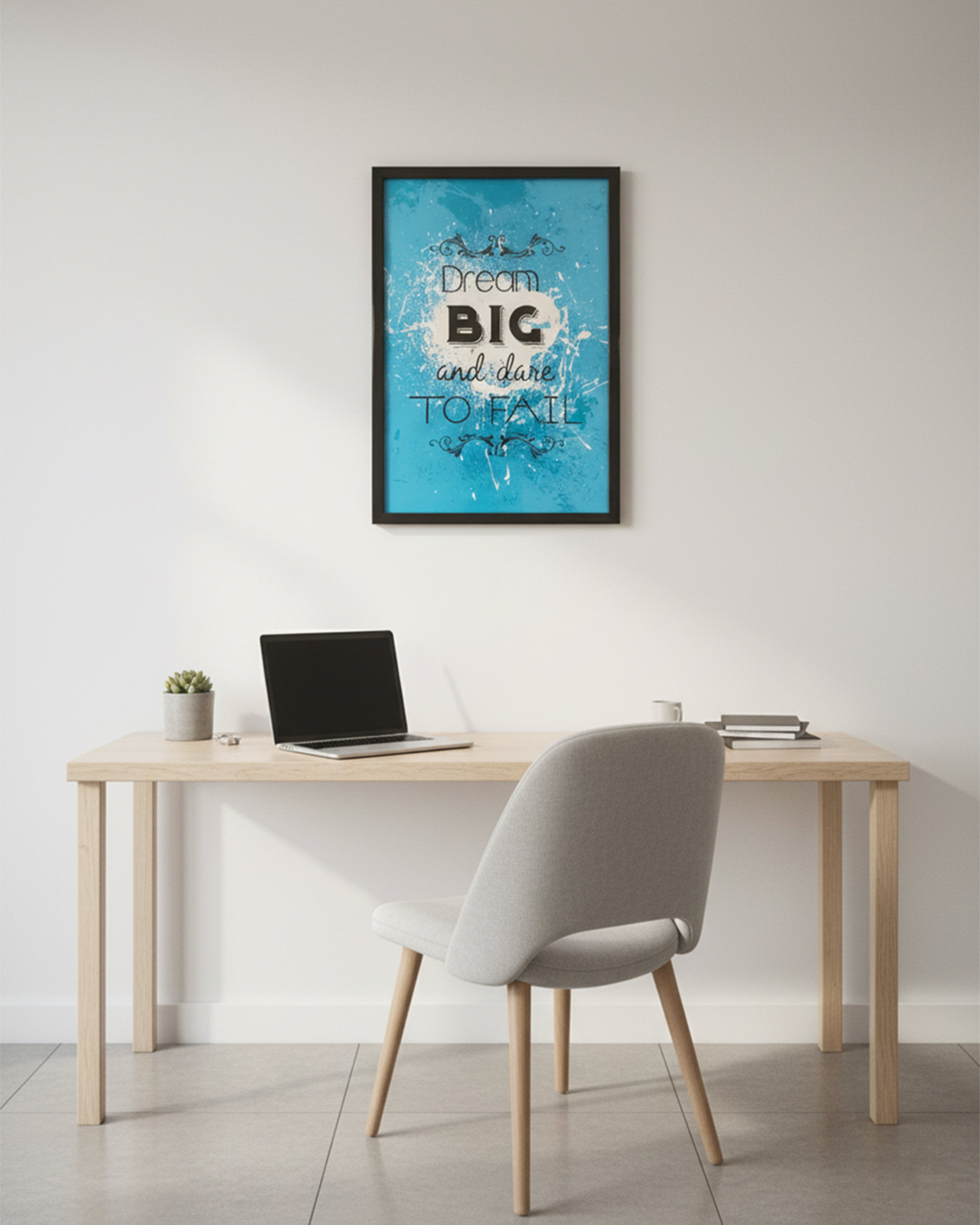 "Dream Big and Dare to Fail" Motivational Wall Art - Premium Black Framed Inspirational Poster for Home Office & Bedroom