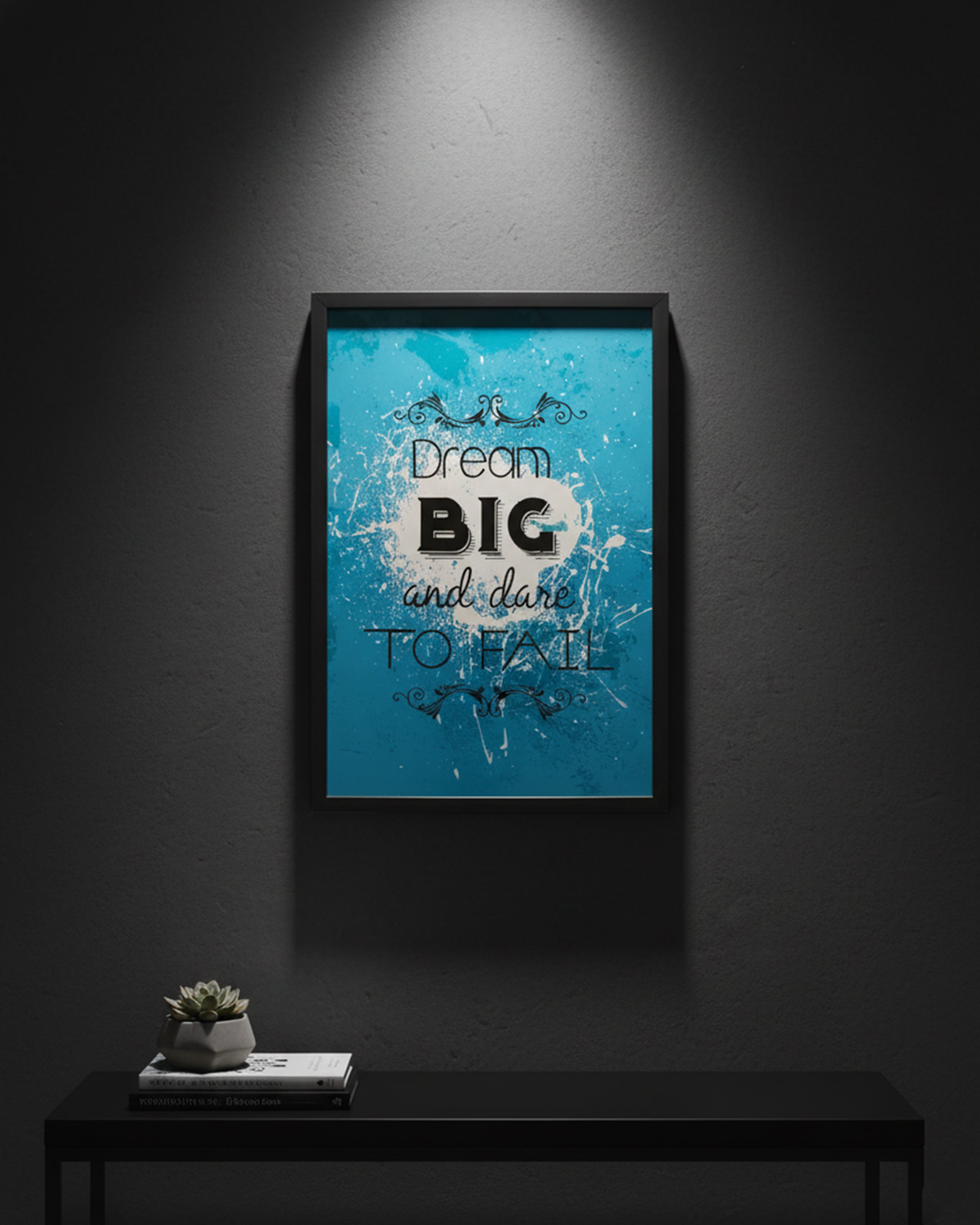 "Dream Big and Dare to Fail" Motivational Wall Art - Premium Black Framed Inspirational Poster for Home Office & Bedroom