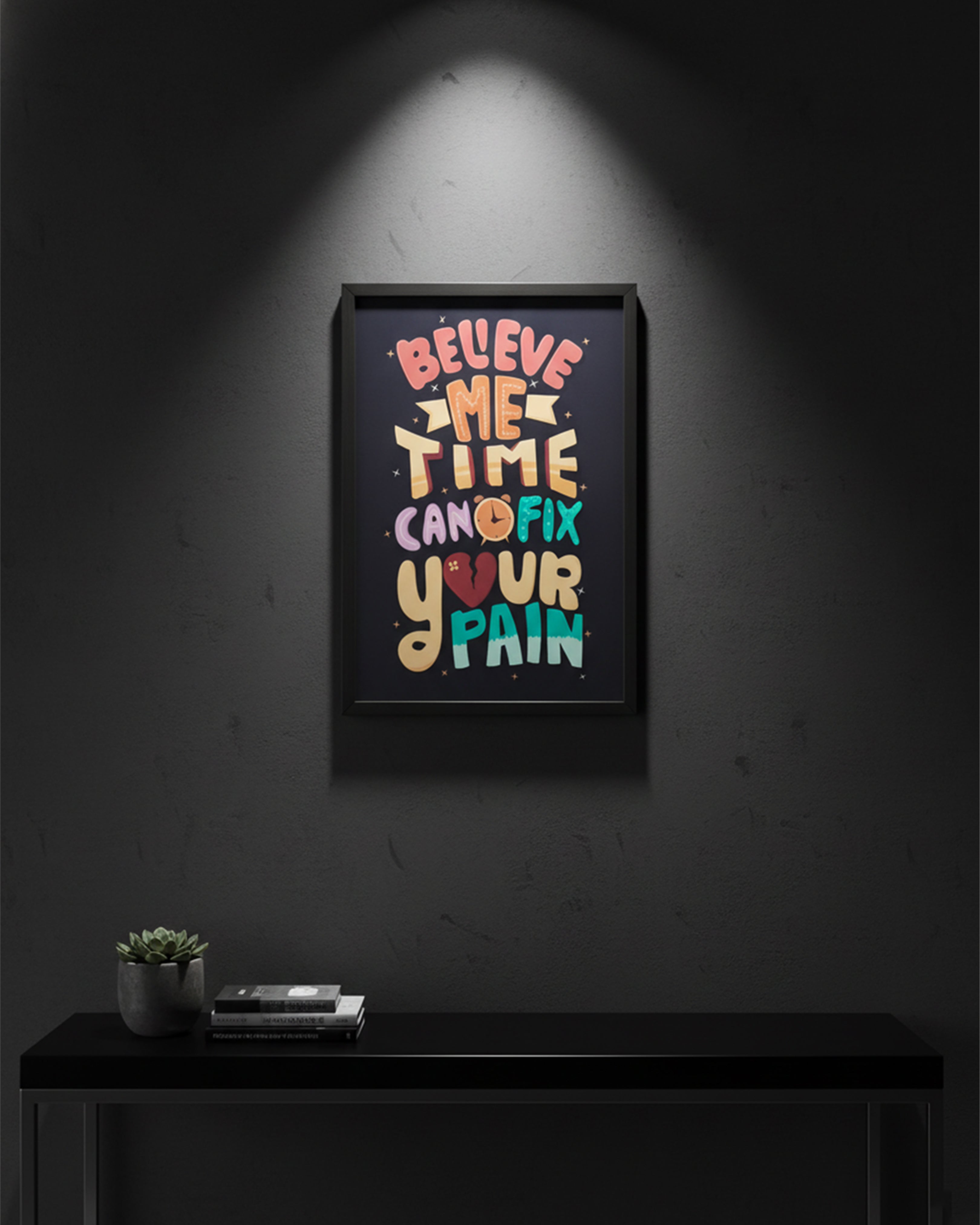 Vastu Seven Running Horses Abstract Wall Art - Premium Black Framed Spiritual Power & Success Painting