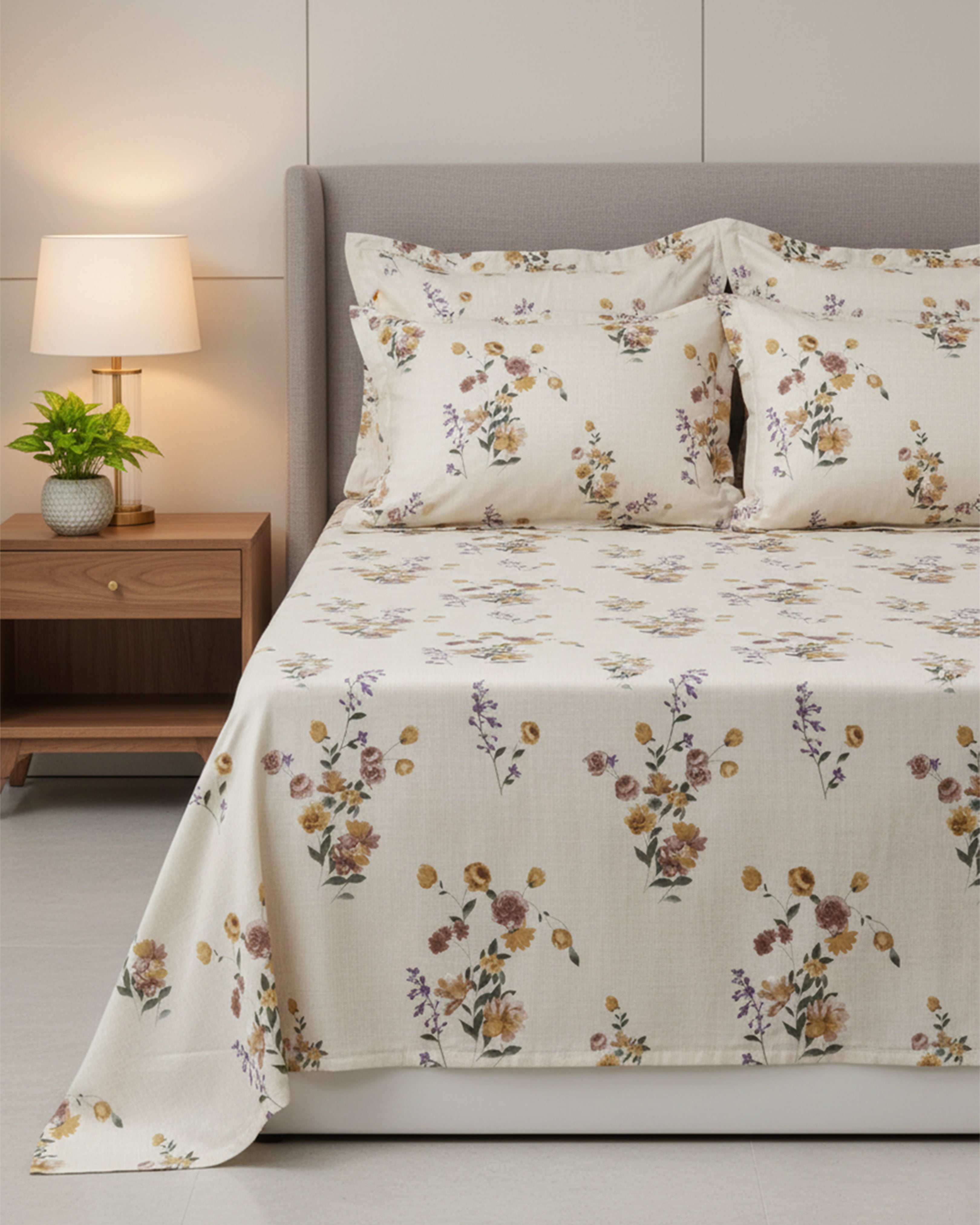 Modern Teal & Mustard Yellow Plaid Bedsheet – Premium Geometric Checkered Double Bedspread with 2 Pillow Covers