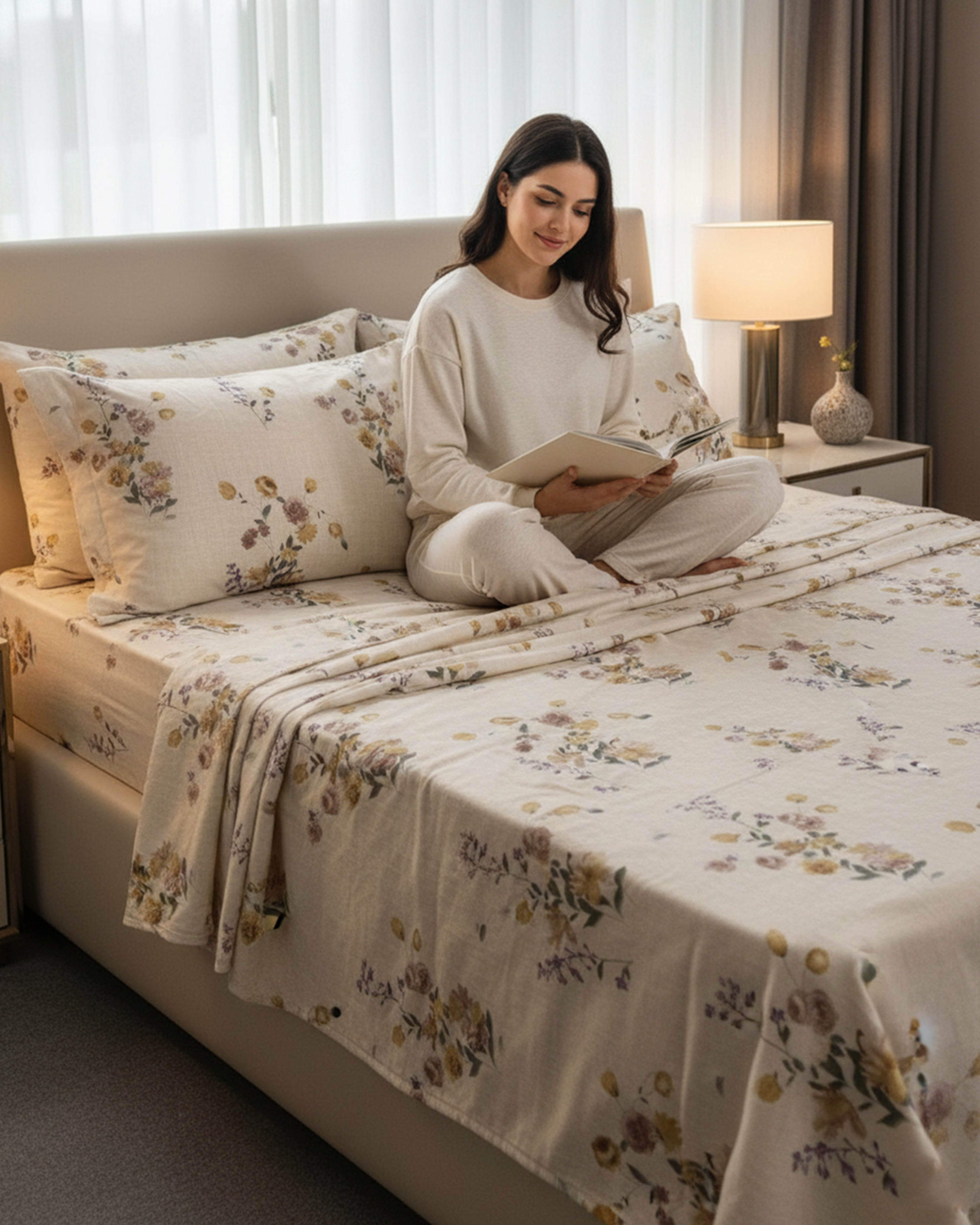 Modern Teal & Mustard Yellow Plaid Bedsheet – Premium Geometric Checkered Double Bedspread with 2 Pillow Covers