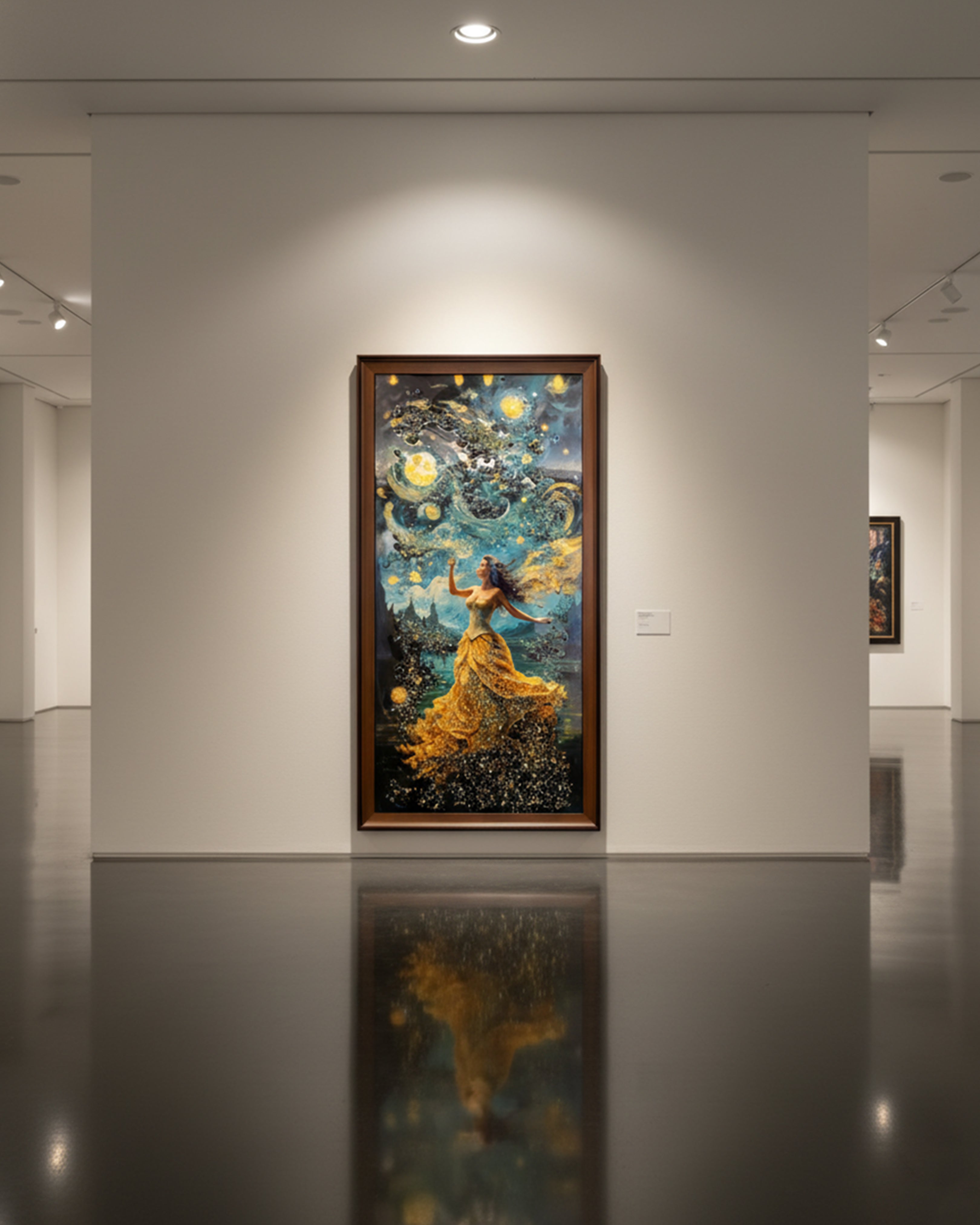 Celestial Starry Muse – Surreal Abstract Goddess Wall Art | Premium Framed Vertical Canvas Painting