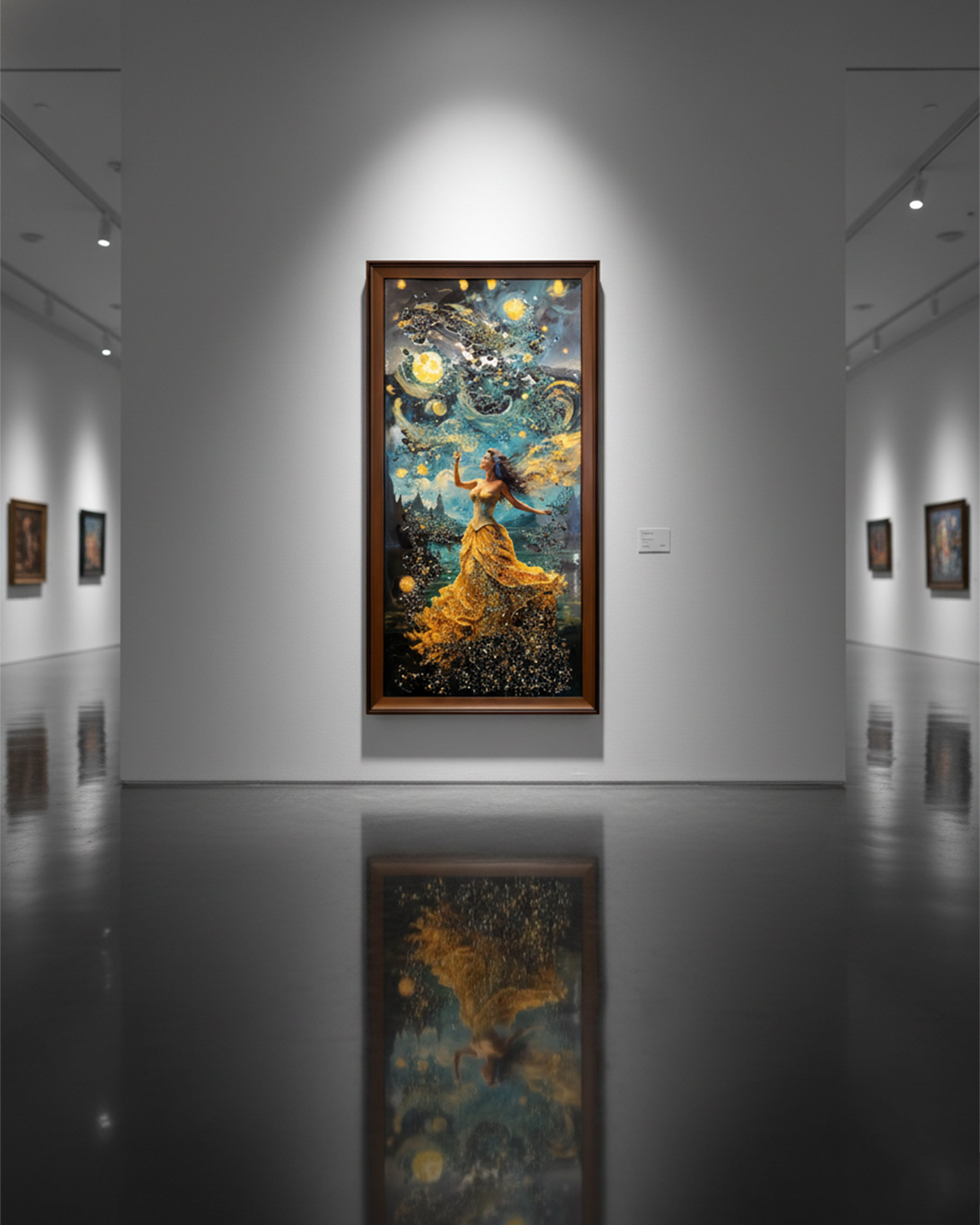 Celestial Starry Muse – Surreal Abstract Goddess Wall Art | Premium Framed Vertical Canvas Painting