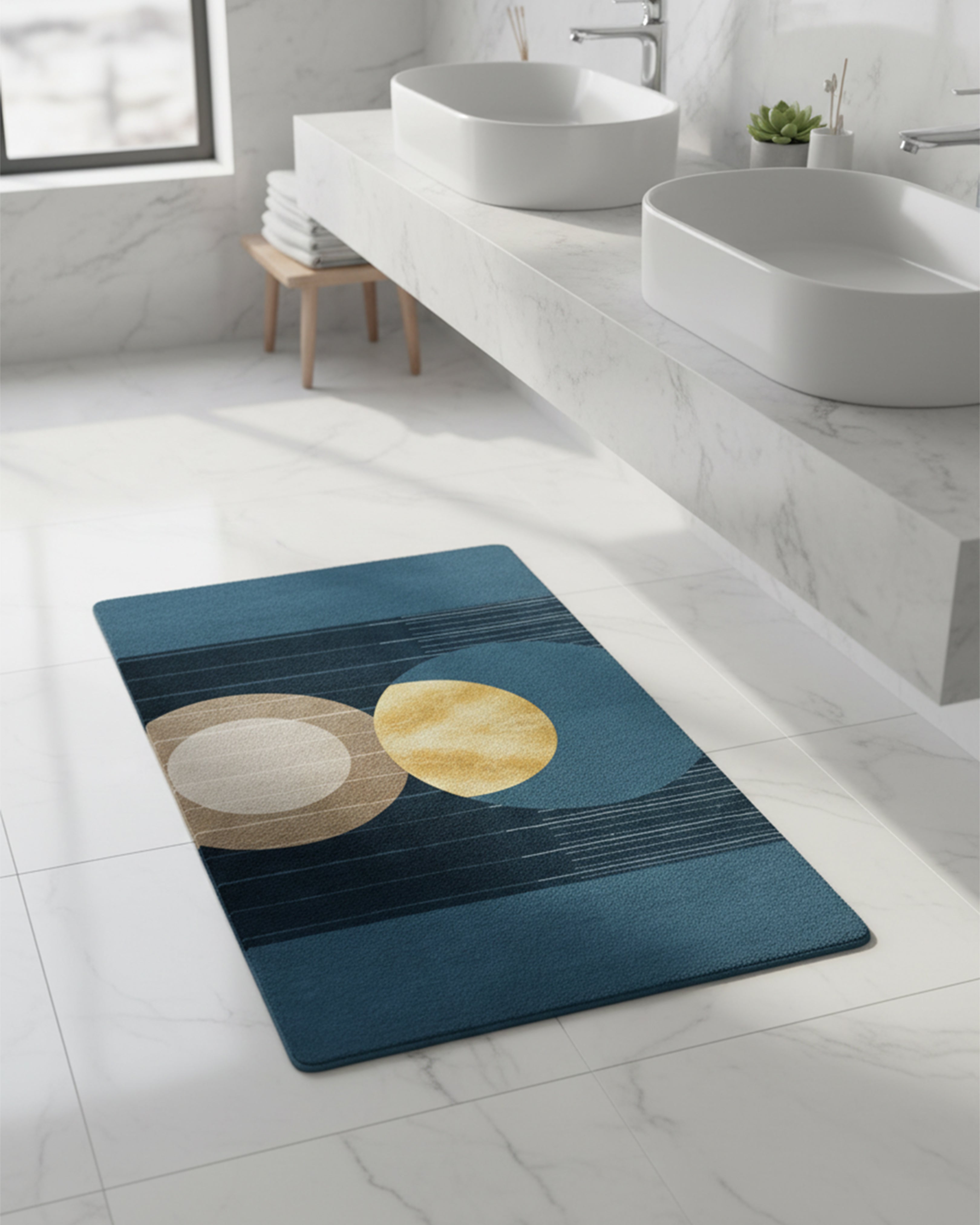 Golden Amber Floral Swirl Bath Mat – 3D Luxury Petal Design Anti-Slip Rug | Premium Absorbent Microfiber Floor Mat