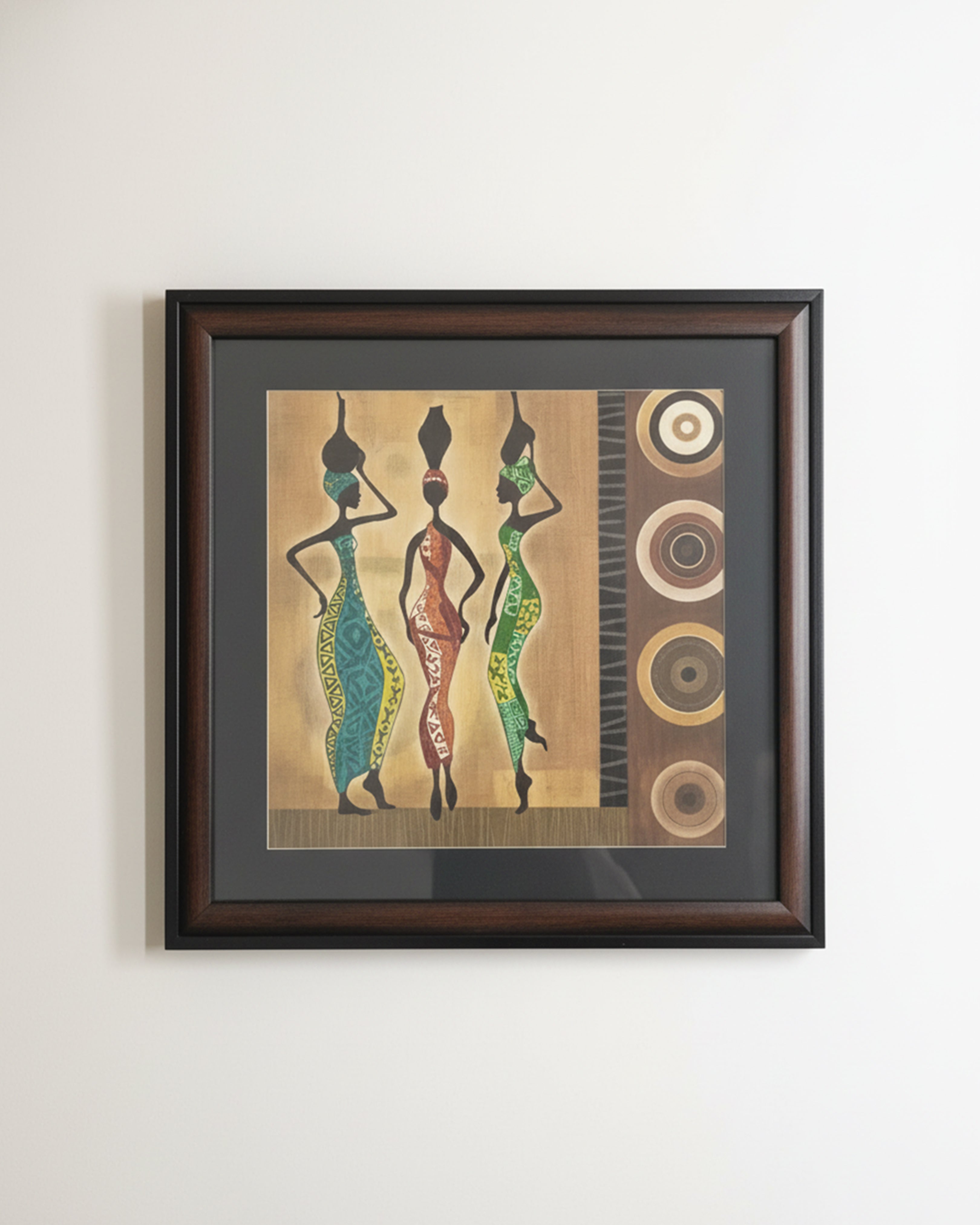 African Tribal Women Ethnic Wall Art - Handcrafted Framed Painting for Home Decor