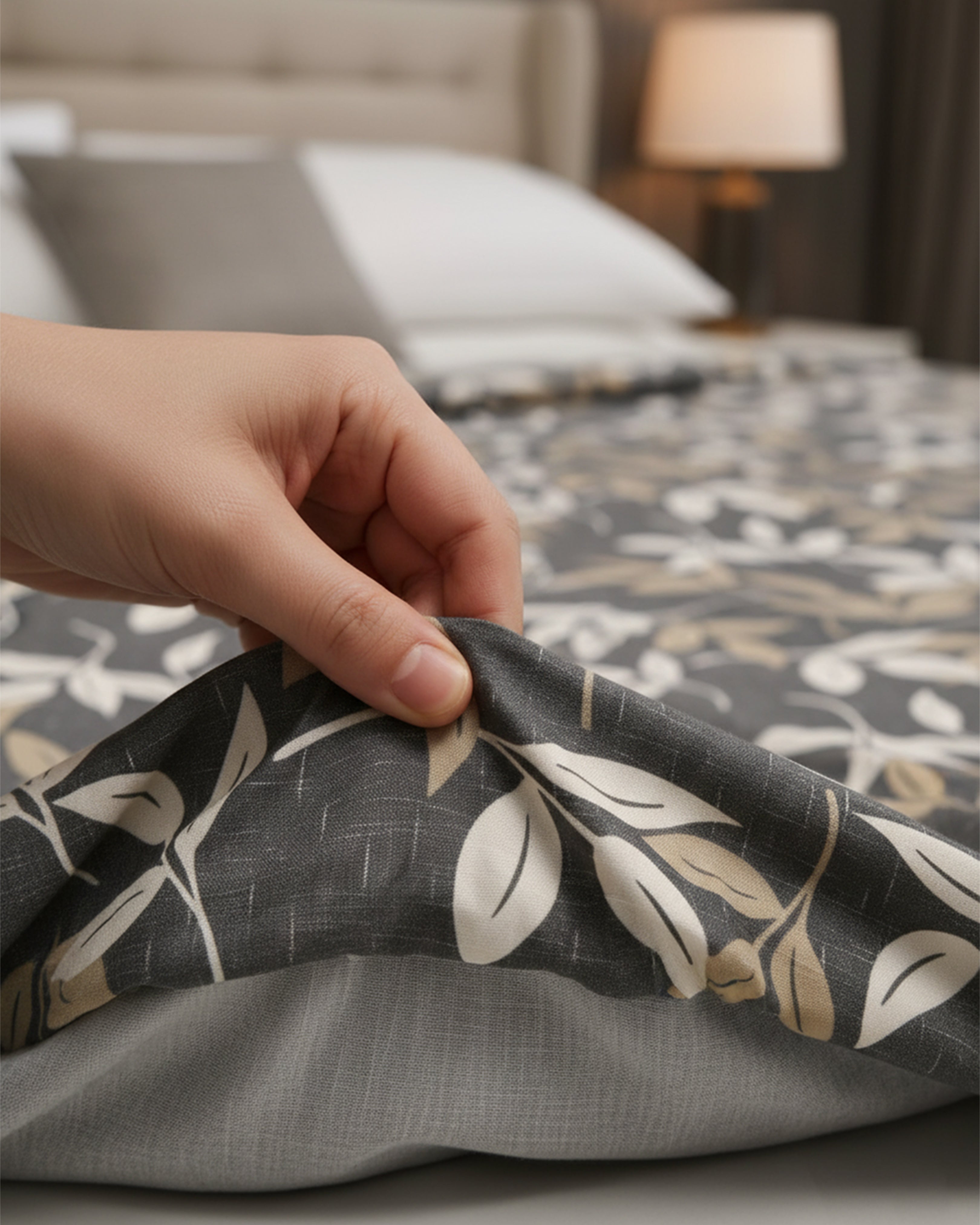 Premium Charcoal Grey Minimalist Cotton Double Bed Sheet with 2 Pillow Covers – Urban Grid Collection