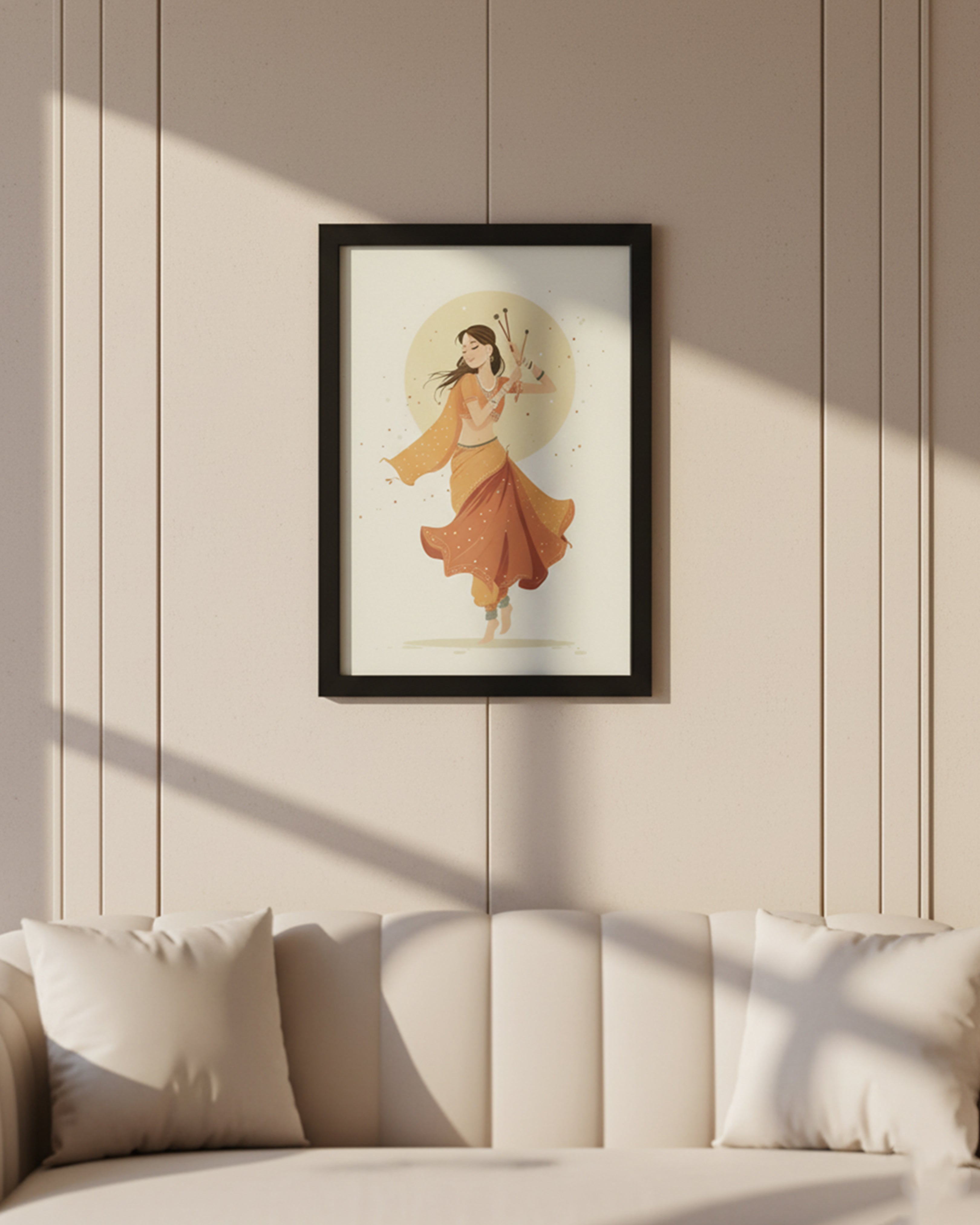 Divine Lord Ram Darbar Spiritual Wall Art - Premium Framed Ram, Sita, Laxman & Hanuman Painting for Home Mandir