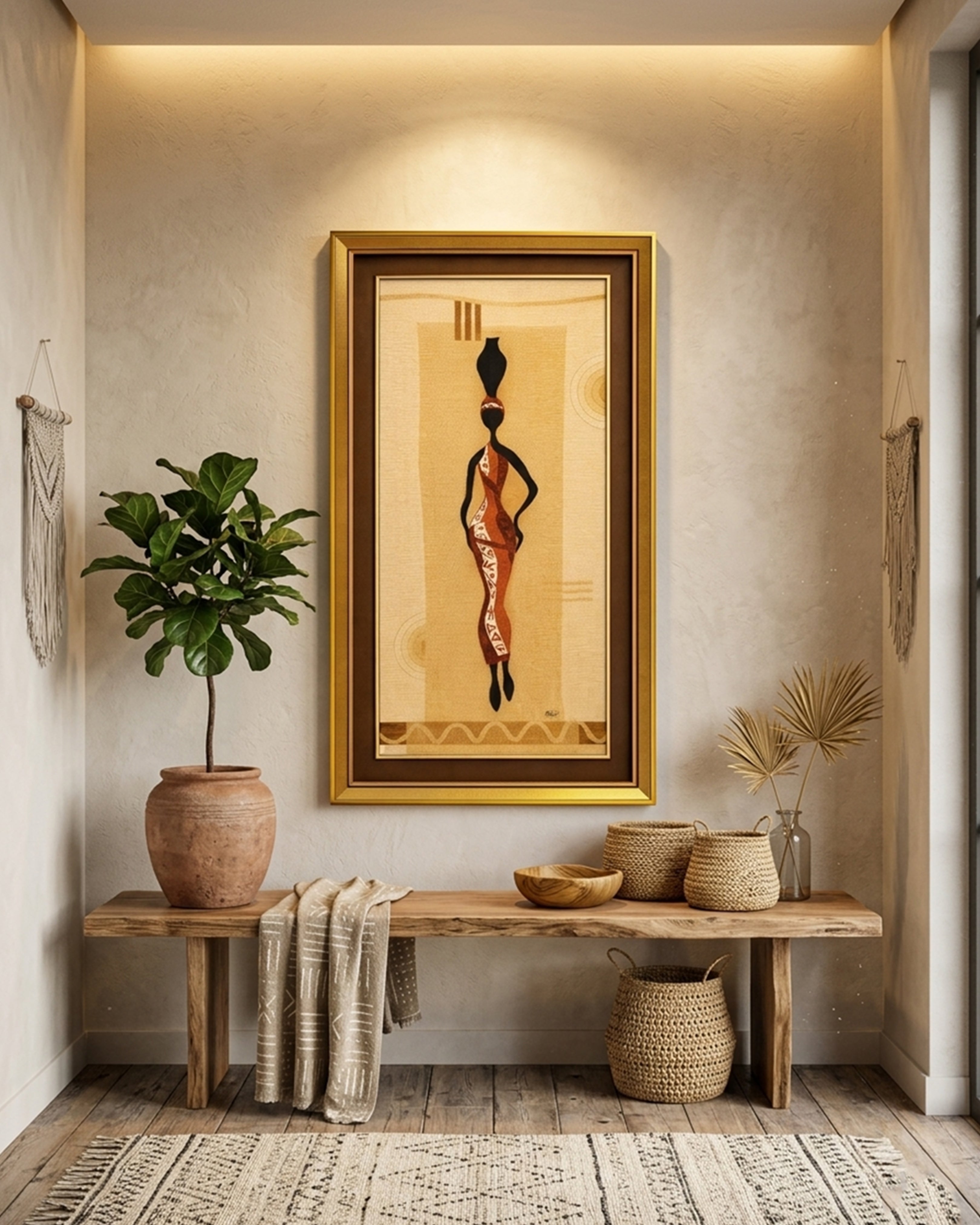 Divine Zen Buddha – Abstract Tree of Life & Meditative Face | Premium Framed Spiritual Canvas Painting