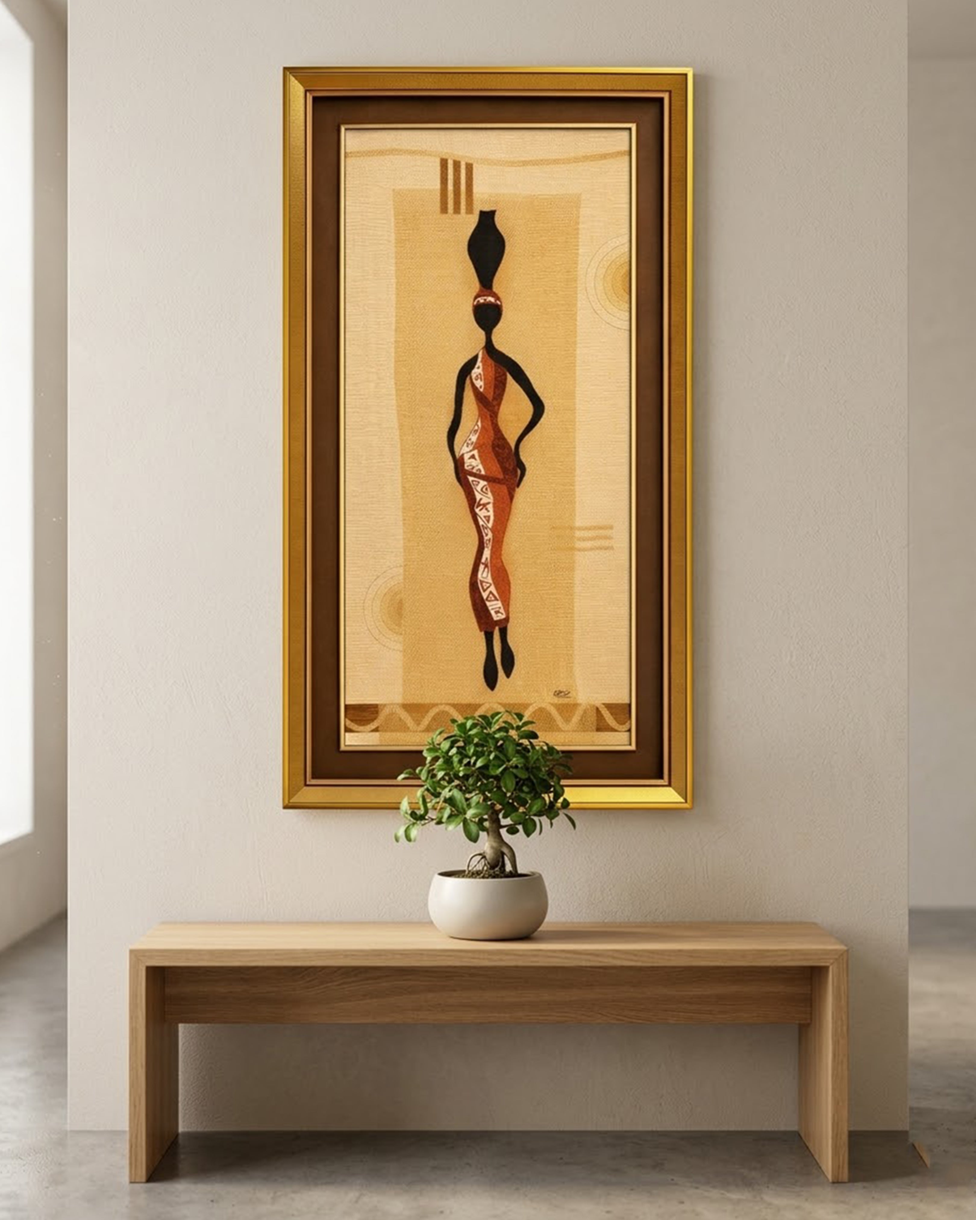 Divine Zen Buddha – Abstract Tree of Life & Meditative Face | Premium Framed Spiritual Canvas Painting