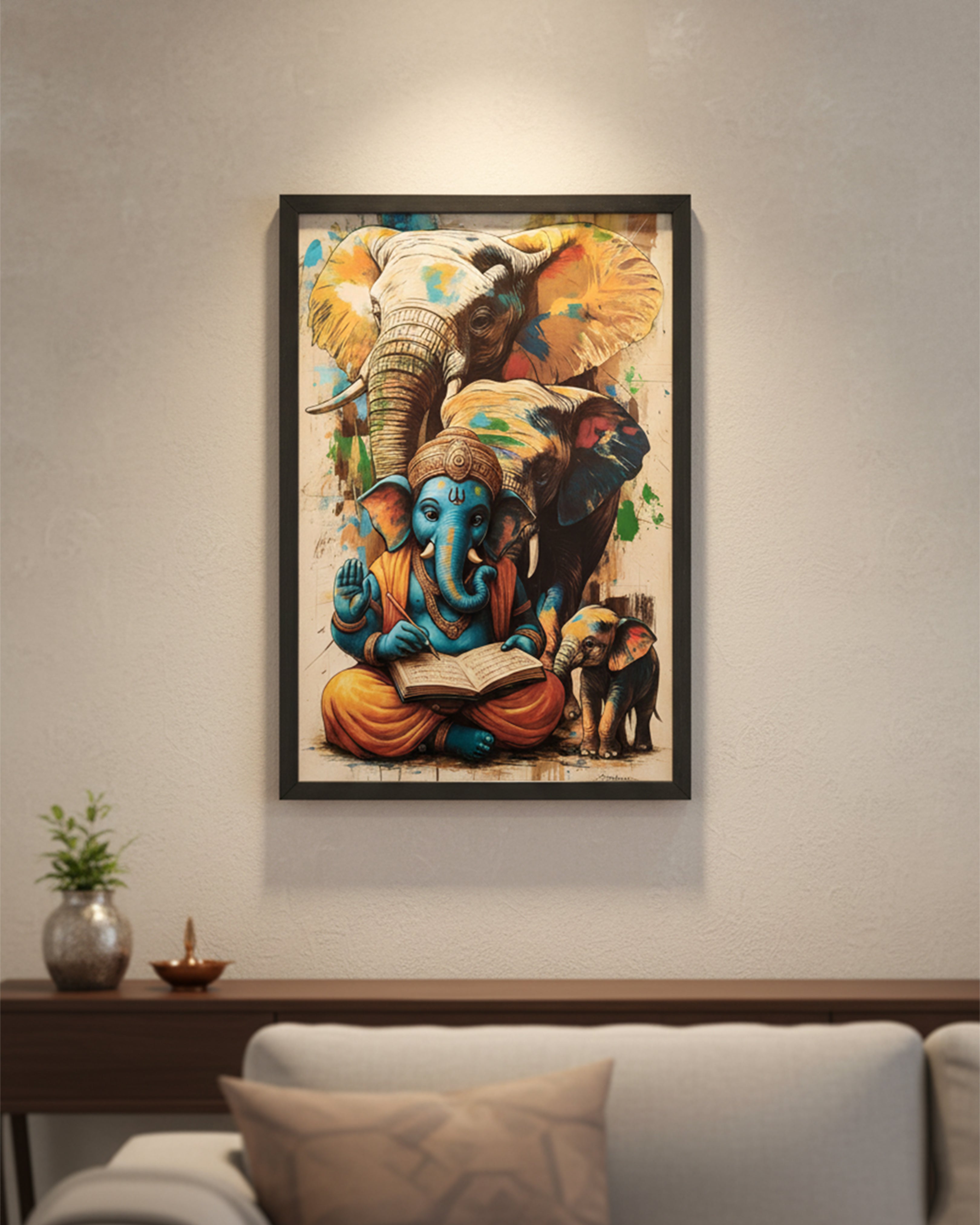 "Good Vibes Only" Positive Quote Wall Art - Premium Black Framed Artistic Abstract Poster for Home Decor