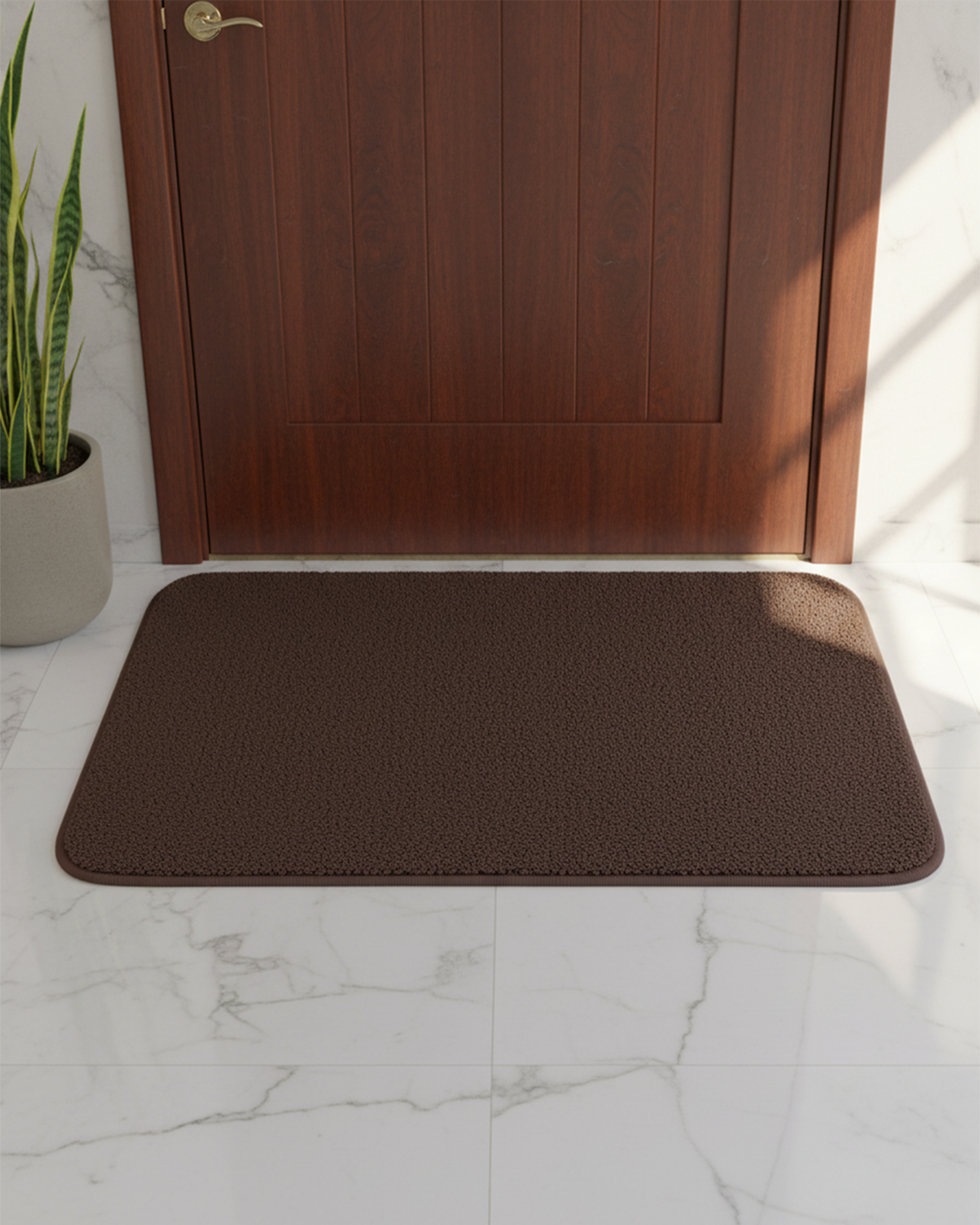 Premium Coffee Brown Luxury Bath Mat – Ultra-Soft Shaggy Microfiber Door Mat | High-Absorbency Anti-Skid Rug for Home & Office