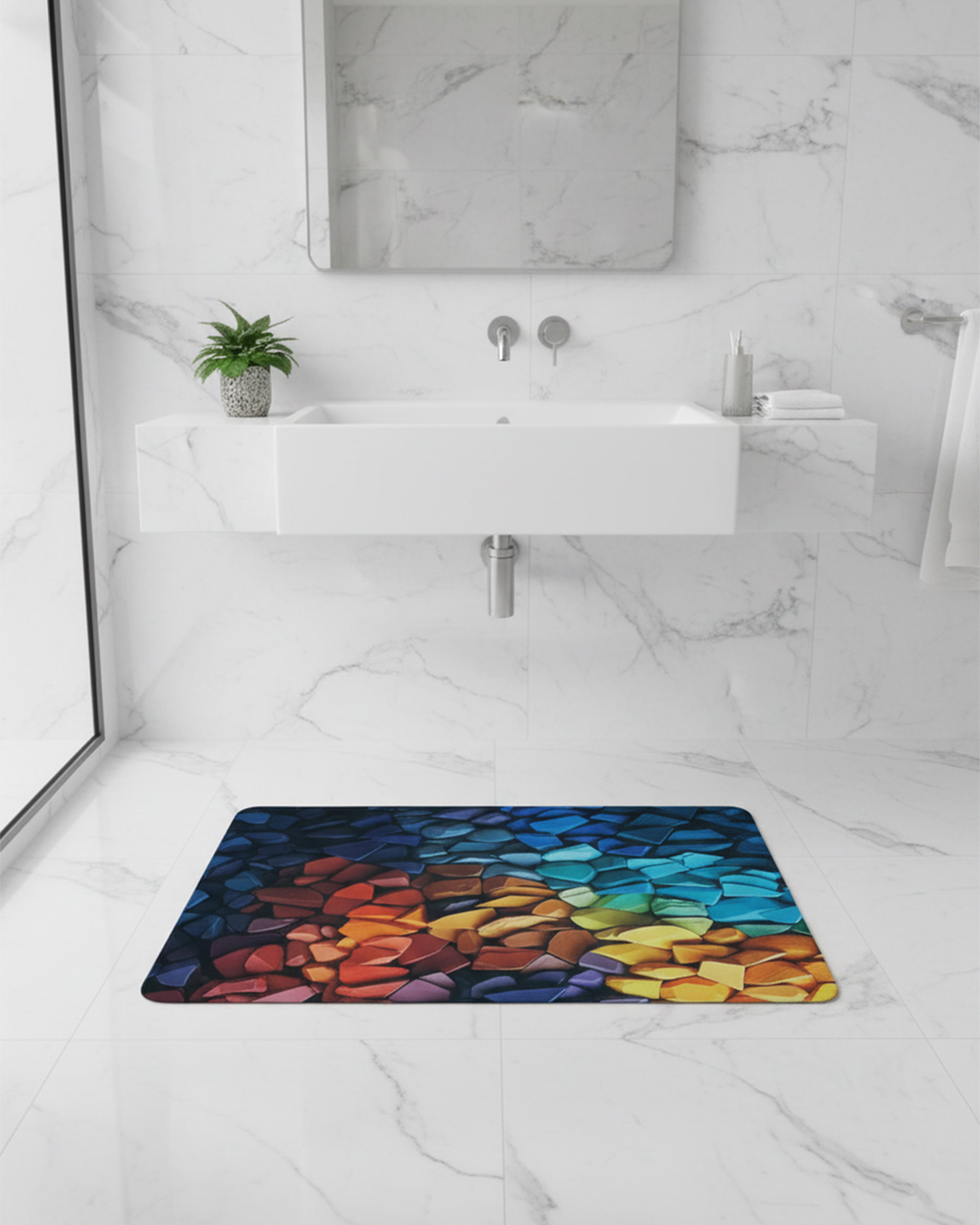 Crystal Dew Drop Yellow Lily Bath Mat – 3D Ultra-Vibrant Floral Rug | Non-Slip & Super Absorbent Microfiber Floor Mat