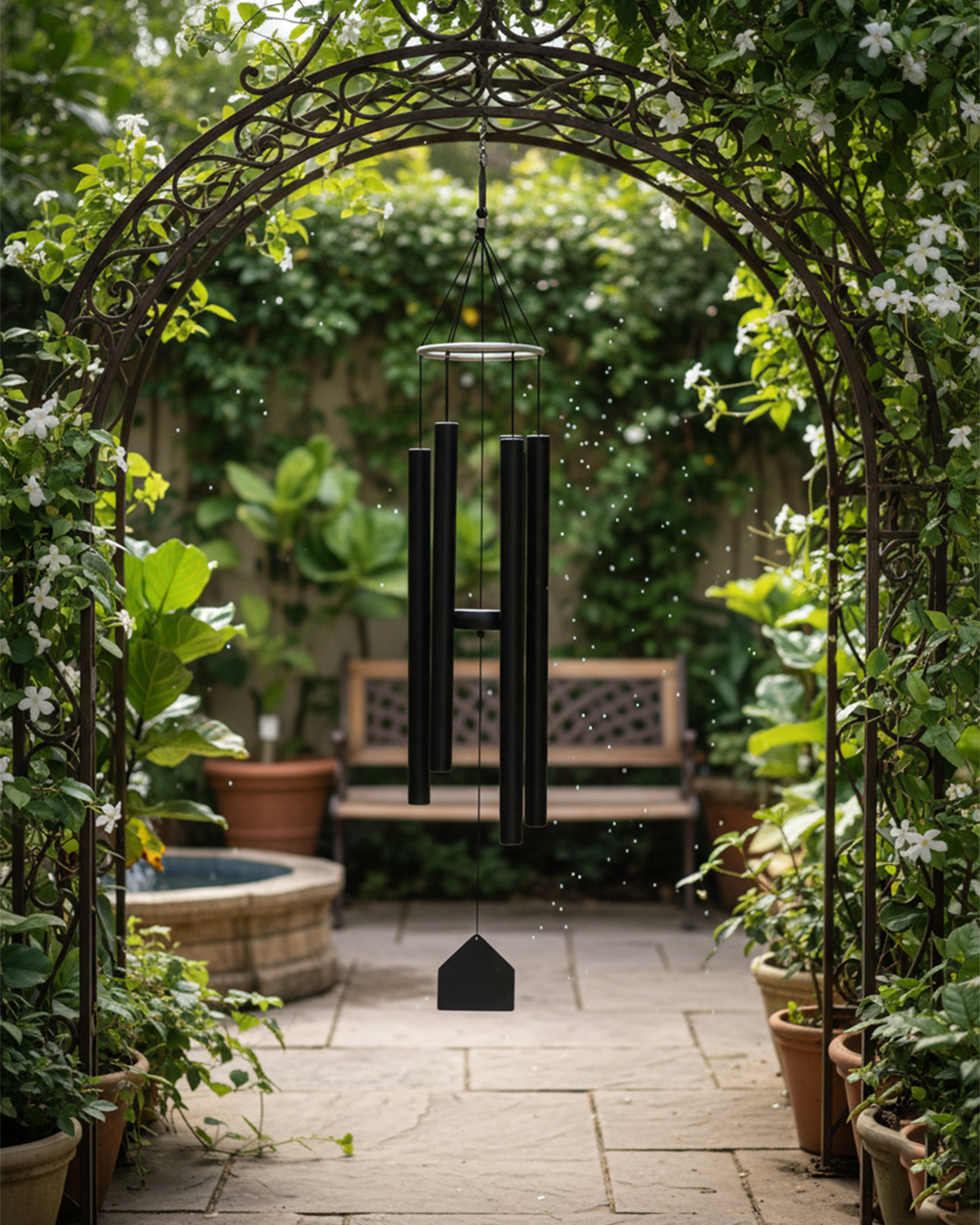 Premium Matte Black Aluminum Wind Chimes - Deep Resonance Zen Melodies for Garden, Balcony & Outdoor Decor (Weather Resistant)
