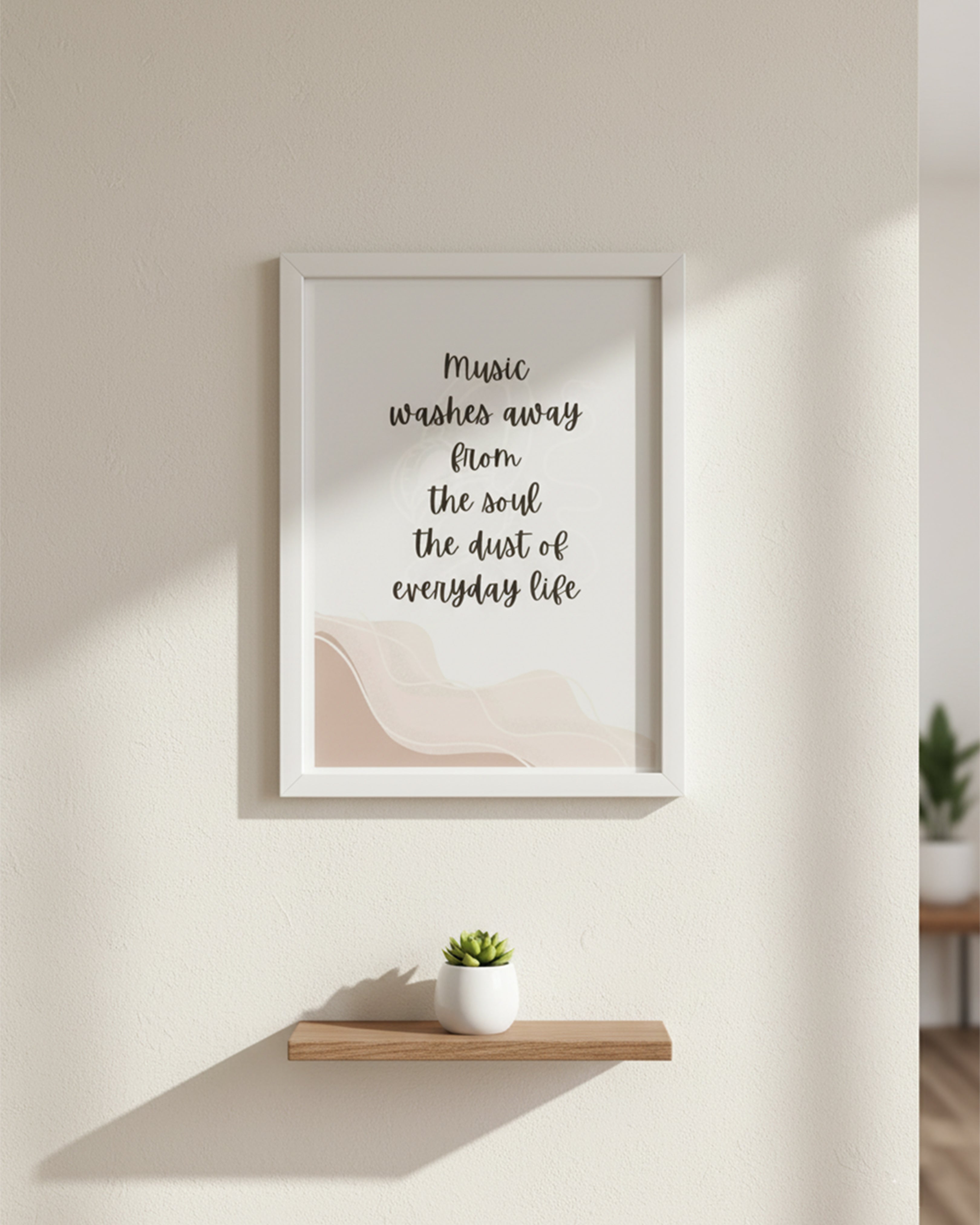 "Music Washes Away The Soul" Framed Wall Art - Inspirational Quote Poster for Music Room, Studio, Living Room Decor