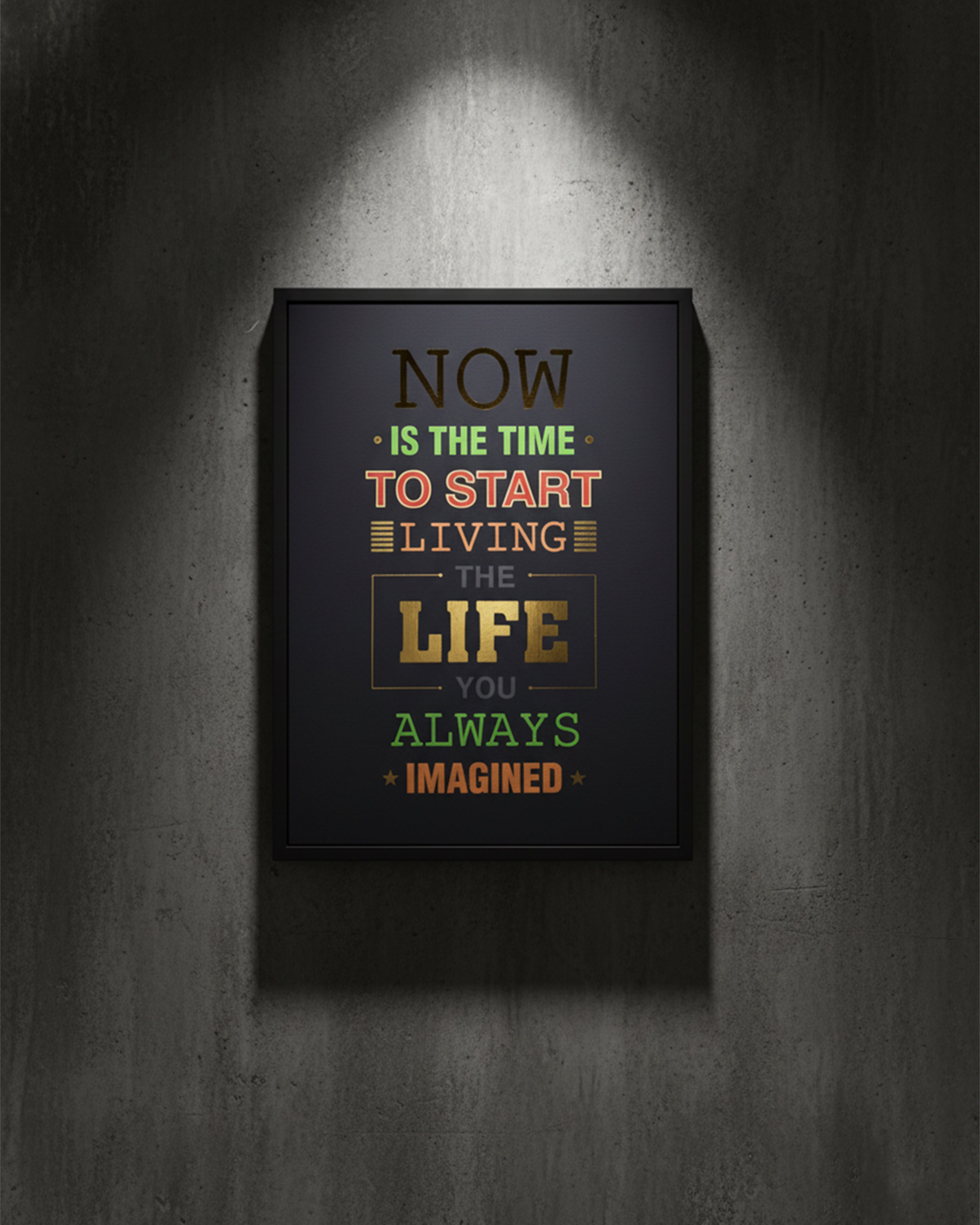 "Start Living Your Dreams" Framed Motivational Wall Art - Bold Typography Quote Poster for Home Office & Gym