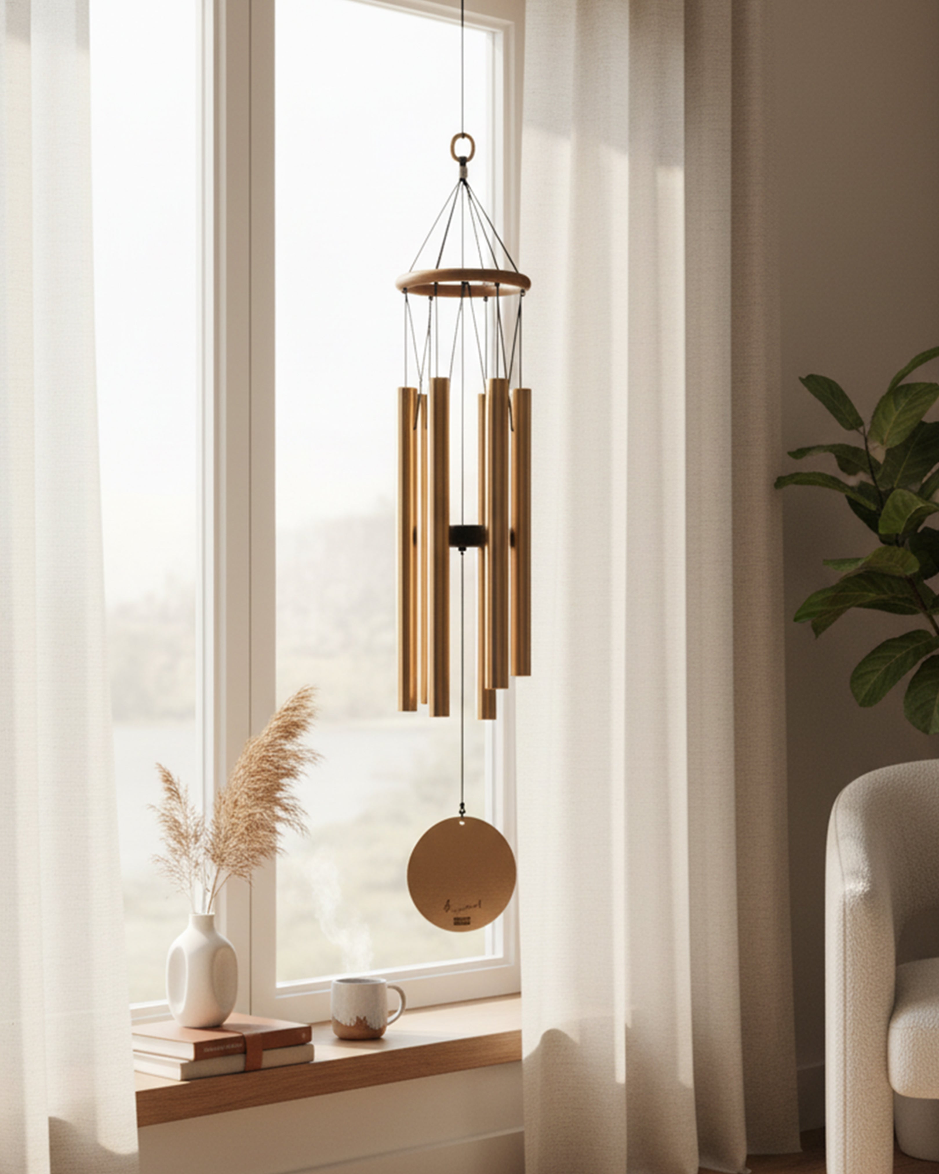 Premium Copper-Finished Deep Tone Wind Chimes - Elegant Handcrafted Outdoor Garden Decor