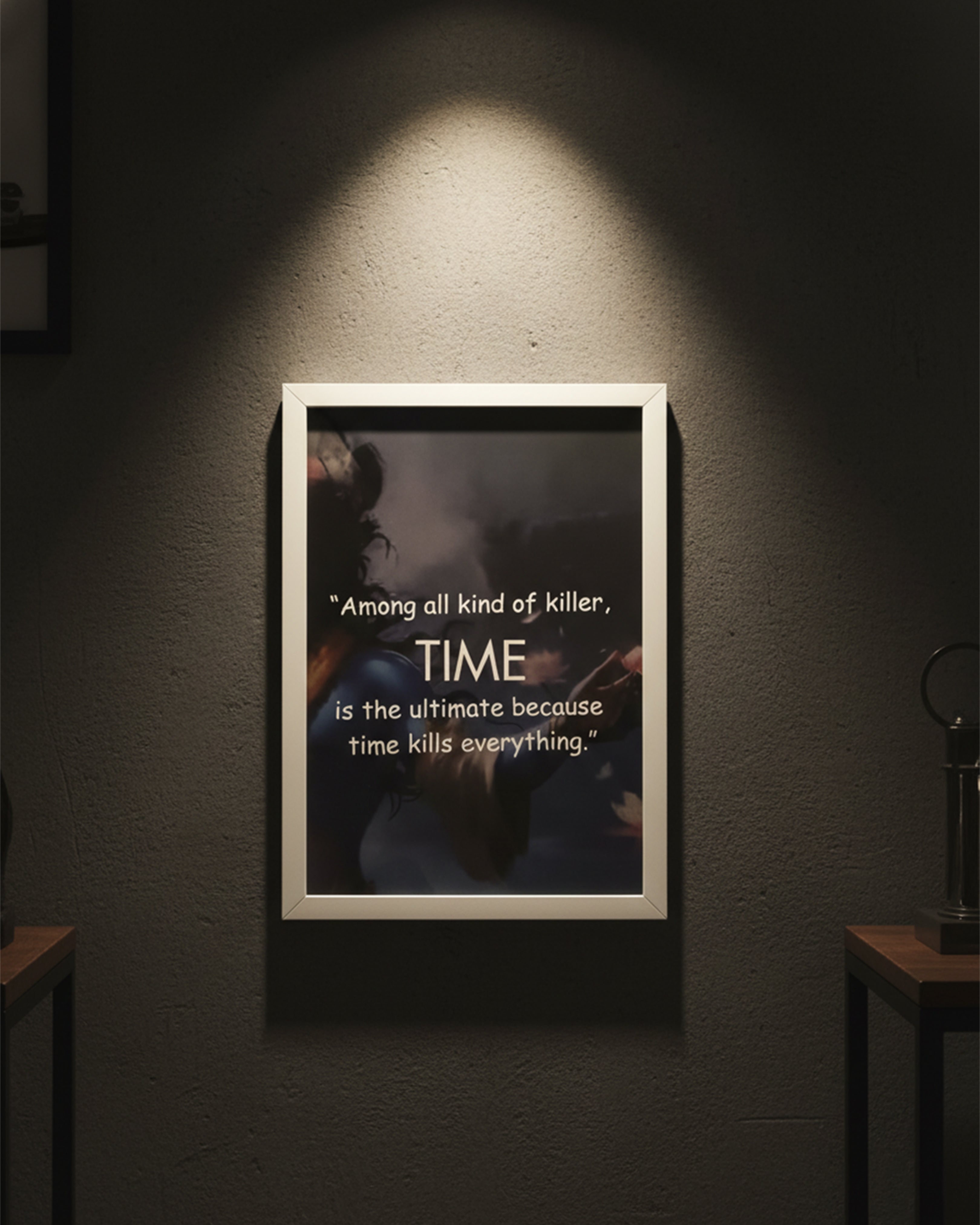"Time Is The Ultimate Killer" Philosophical Framed Wall Art - Lord Krishna/Mahakaal Inspired Quote Art for Home & Office
