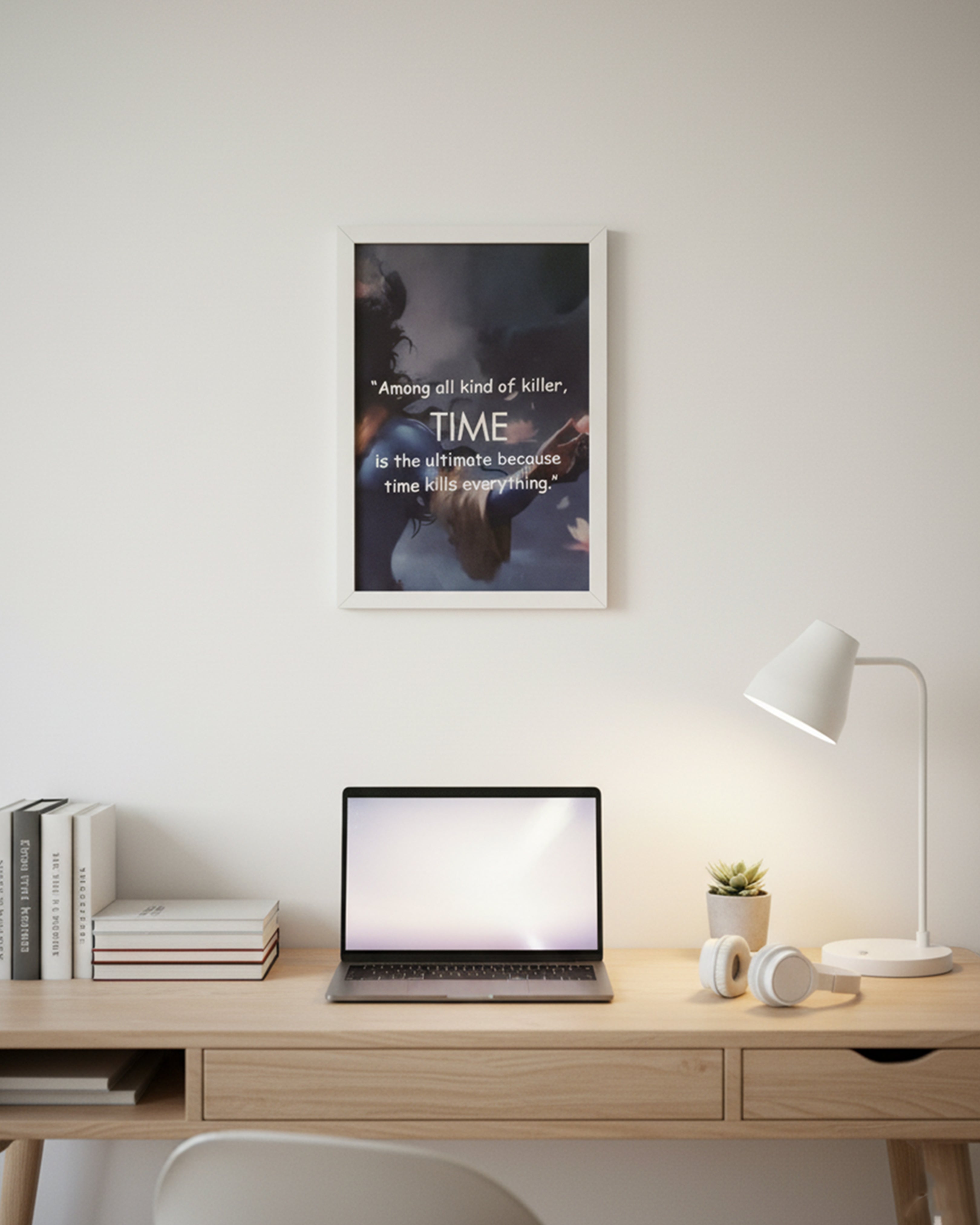 "Time Is The Ultimate Killer" Philosophical Framed Wall Art - Lord Krishna/Mahakaal Inspired Quote Art for Home & Office