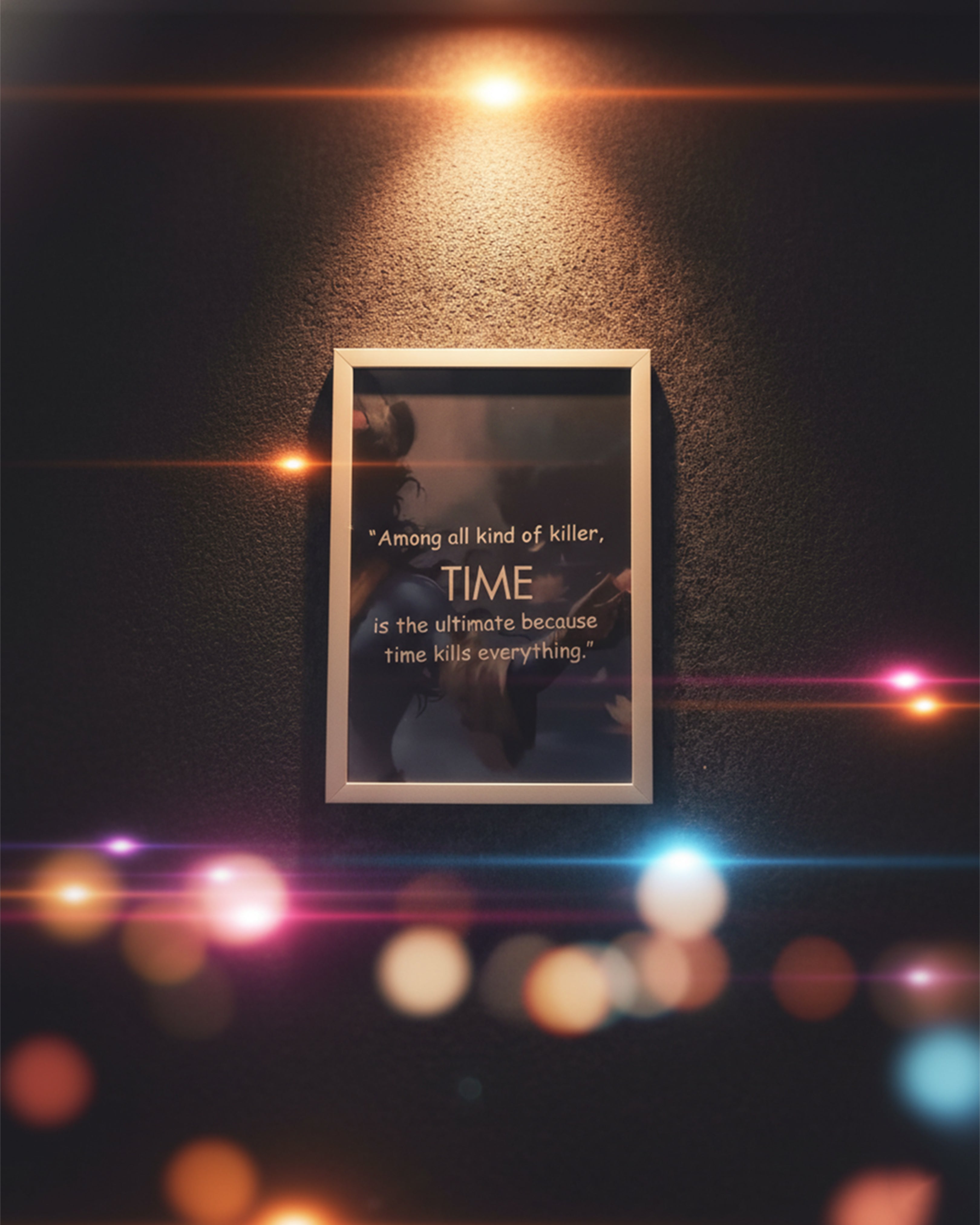 "Time Is The Ultimate Killer" Philosophical Framed Wall Art - Lord Krishna/Mahakaal Inspired Quote Art for Home & Office