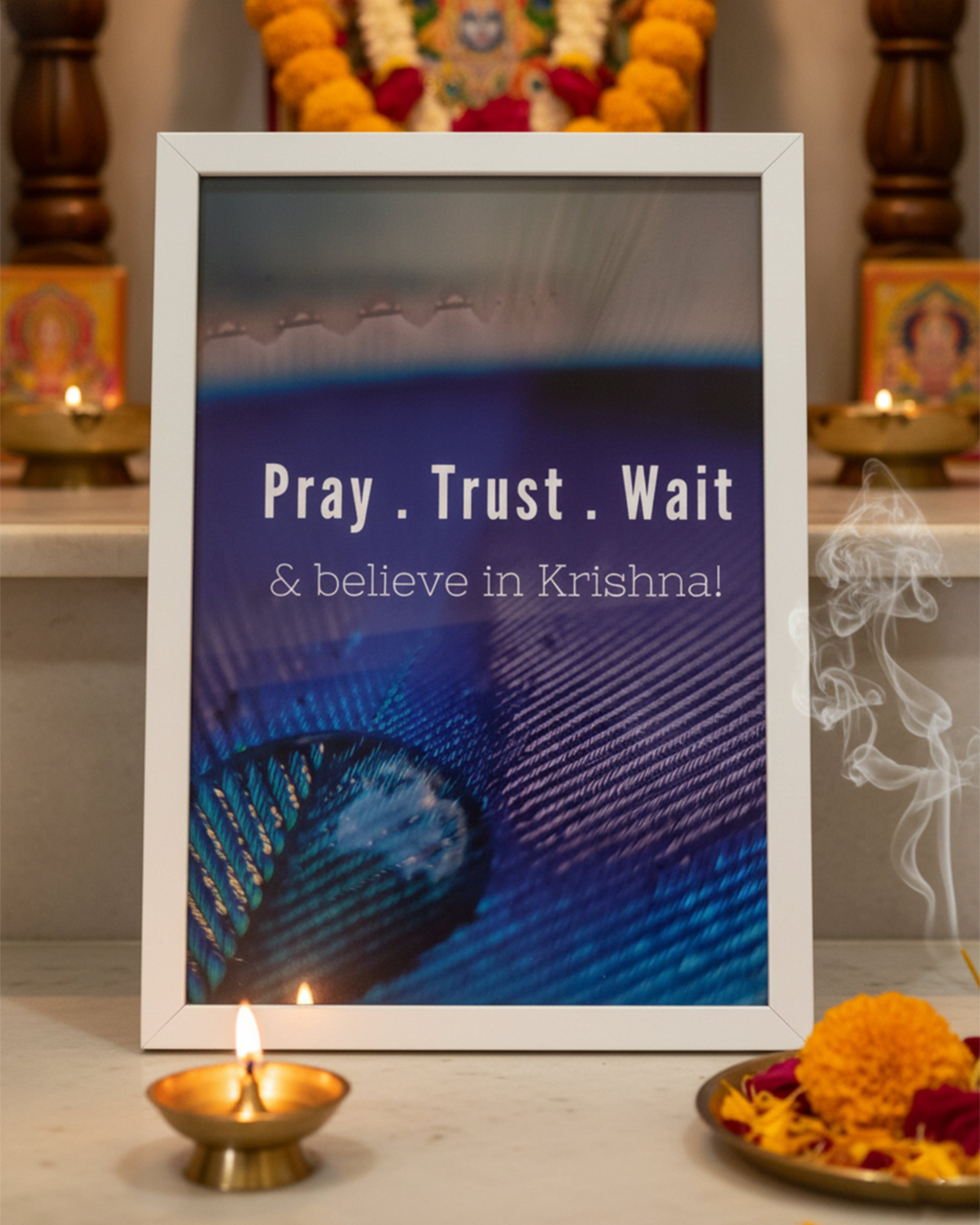 Traditional Indian Woman Making Rangoli Wall Art - Festive Culture Framed Illustration for Home Decor