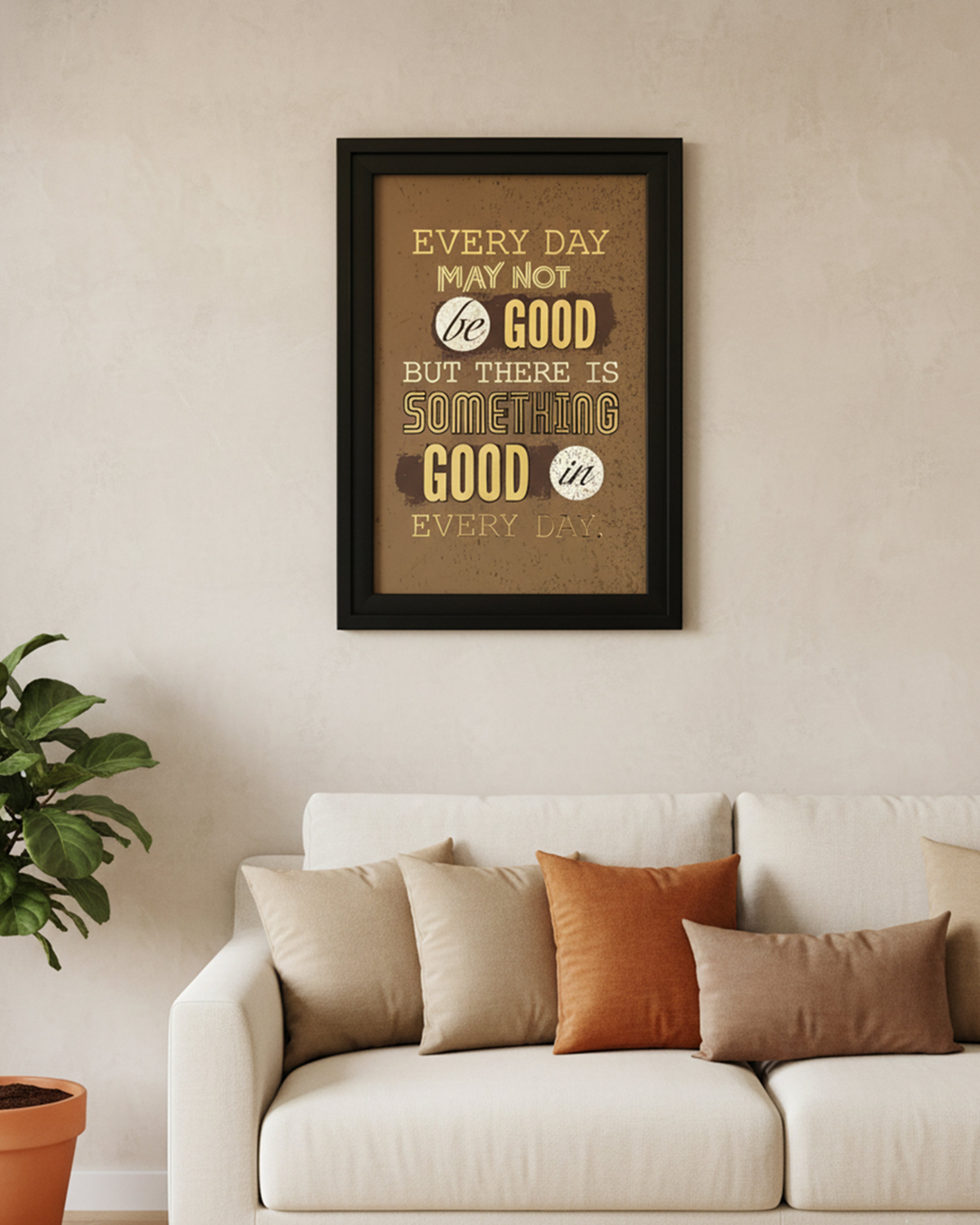 Pray Trust Wait" Lord Krishna Framed Wall Art - Divine Peacock Feather & Motivational Quote Spiritual Poster