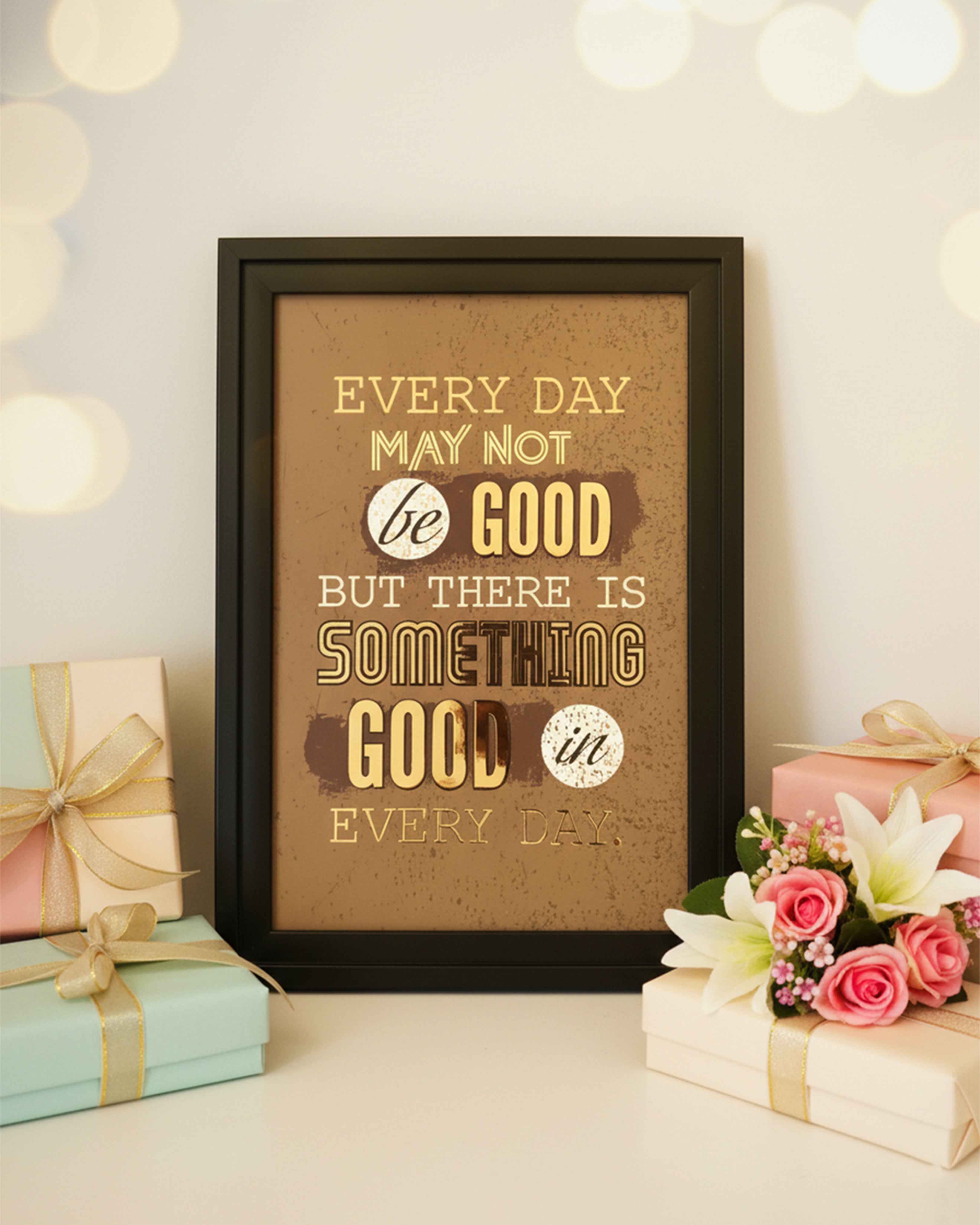 Pray Trust Wait" Lord Krishna Framed Wall Art - Divine Peacock Feather & Motivational Quote Spiritual Poster