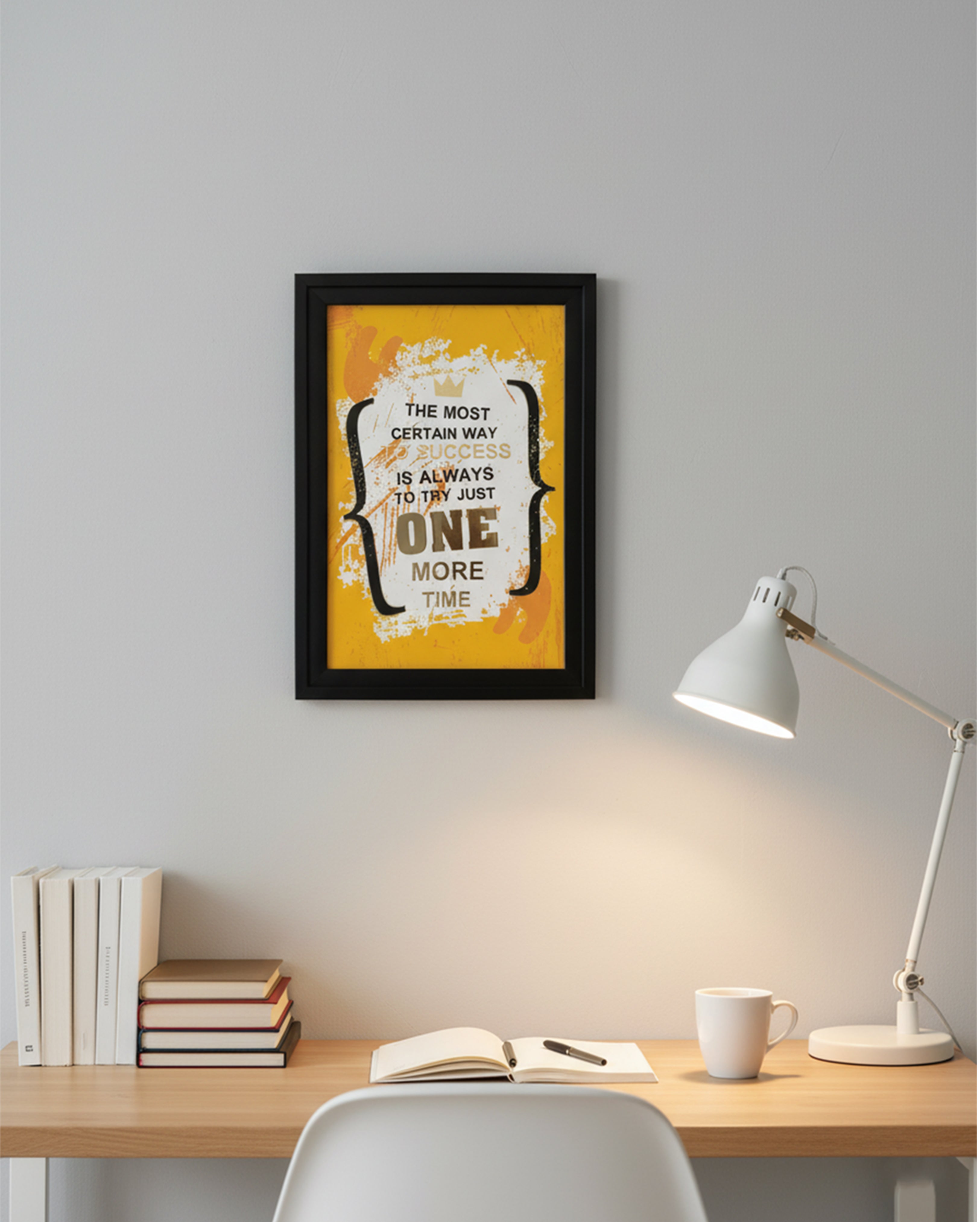 "One More Time" Success Motivational Framed Art - Thomas Edison Quote Wall Decor for Office, Study, and Productivity