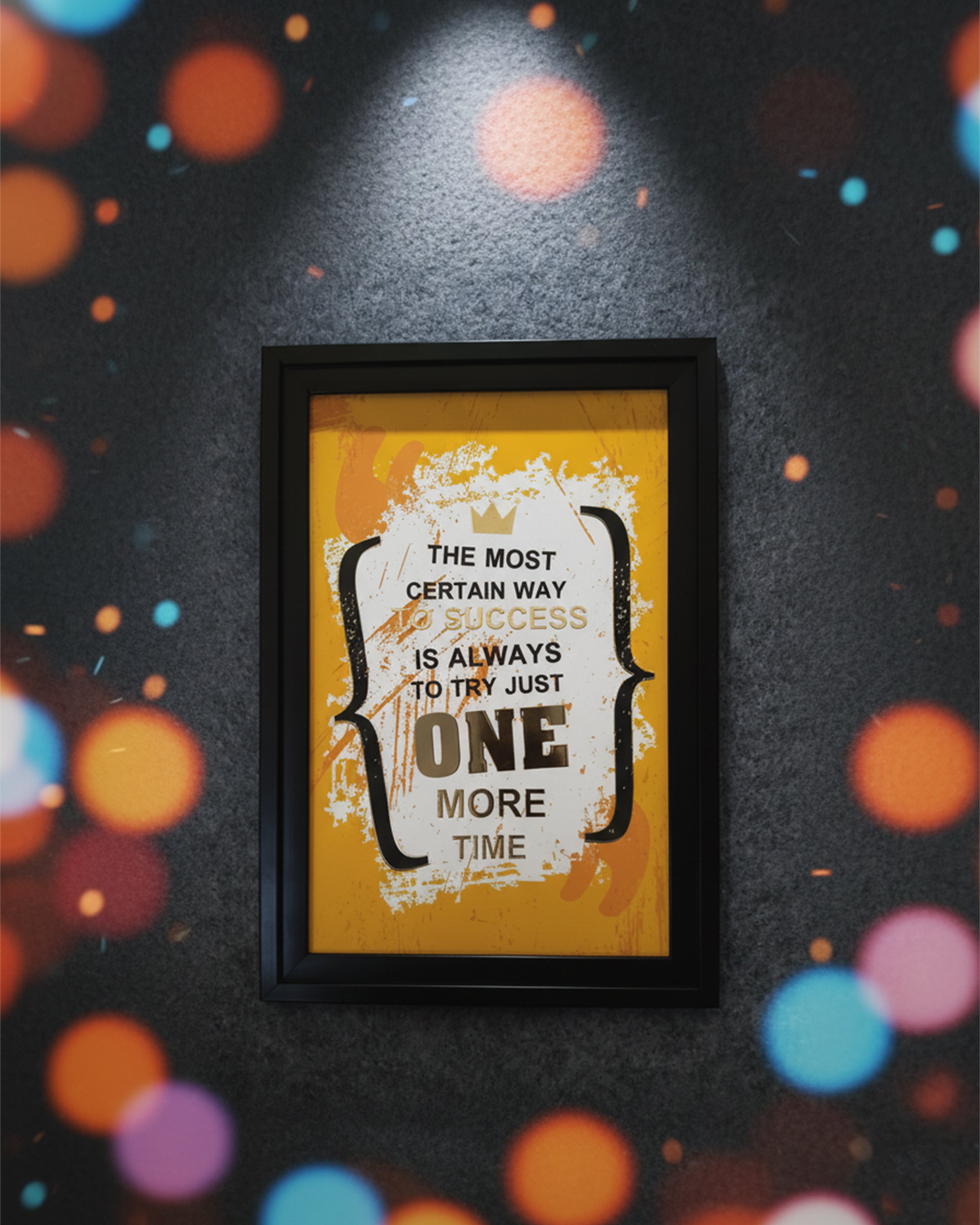 "One More Time" Success Motivational Framed Art - Thomas Edison Quote Wall Decor for Office, Study, and Productivity