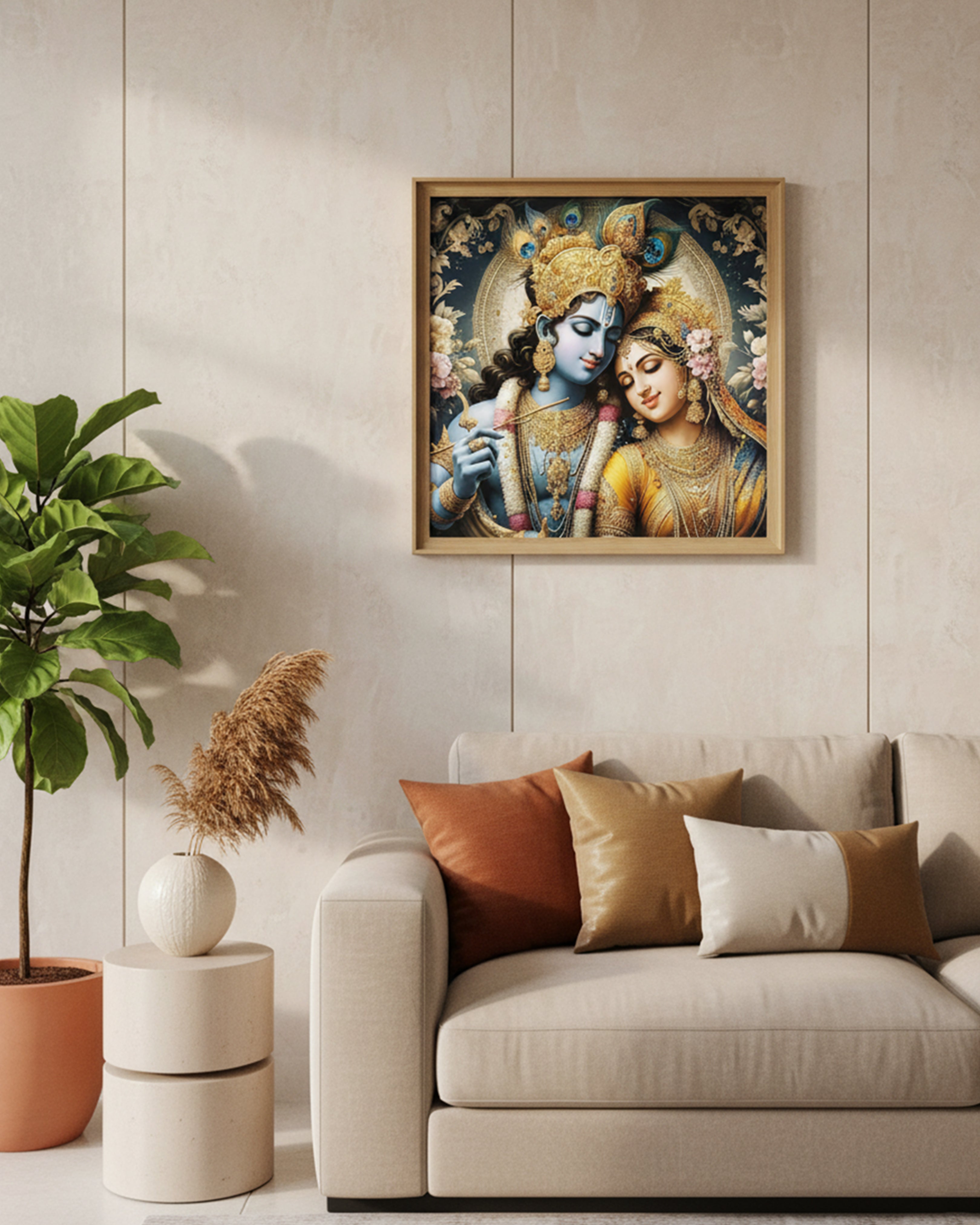 Divine Varanasi Ganga Aarti Wall Art - Spiritual Banaras Ghat Framed Painting for Home & Office Decor