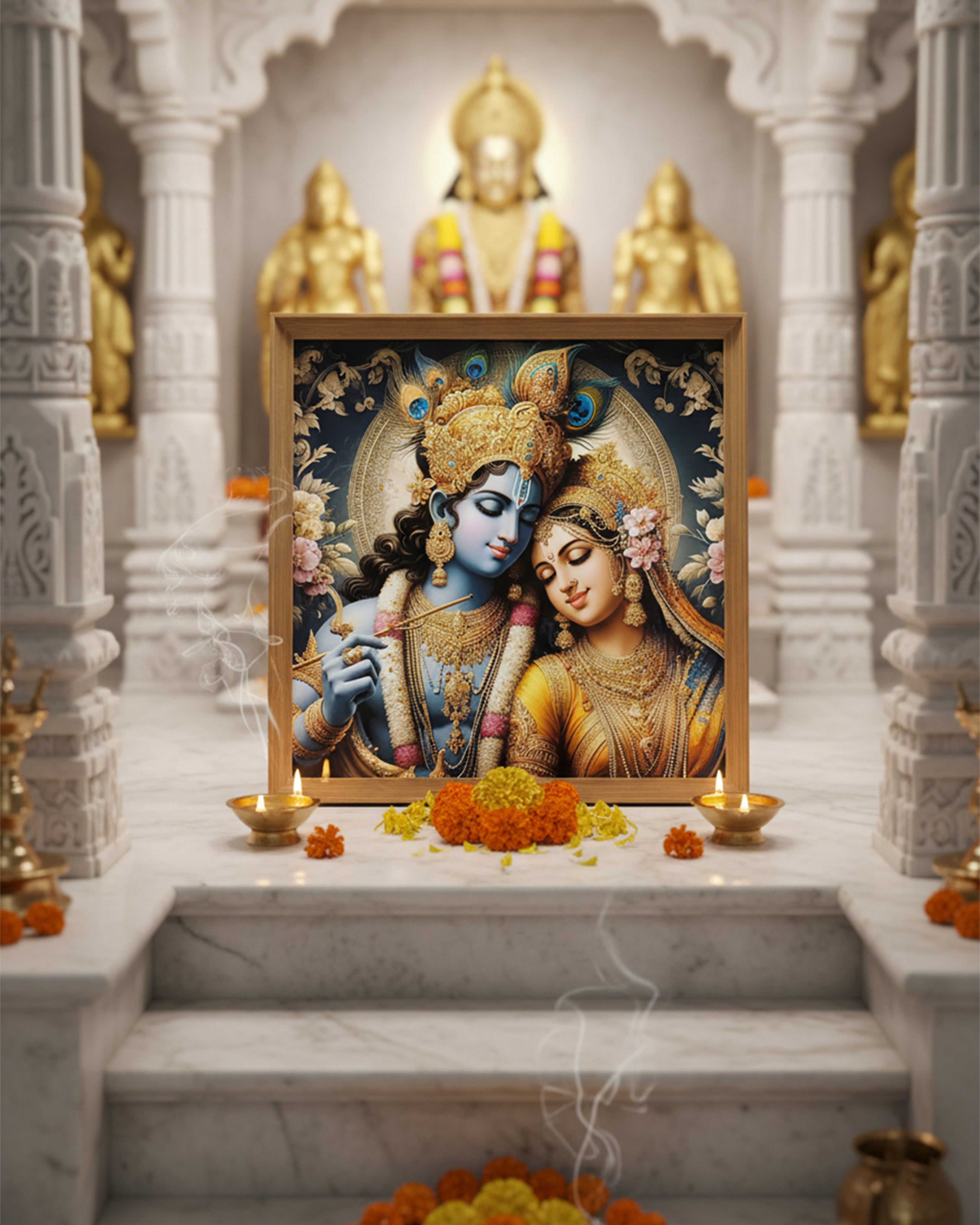Divine Varanasi Ganga Aarti Wall Art - Spiritual Banaras Ghat Framed Painting for Home & Office Decor