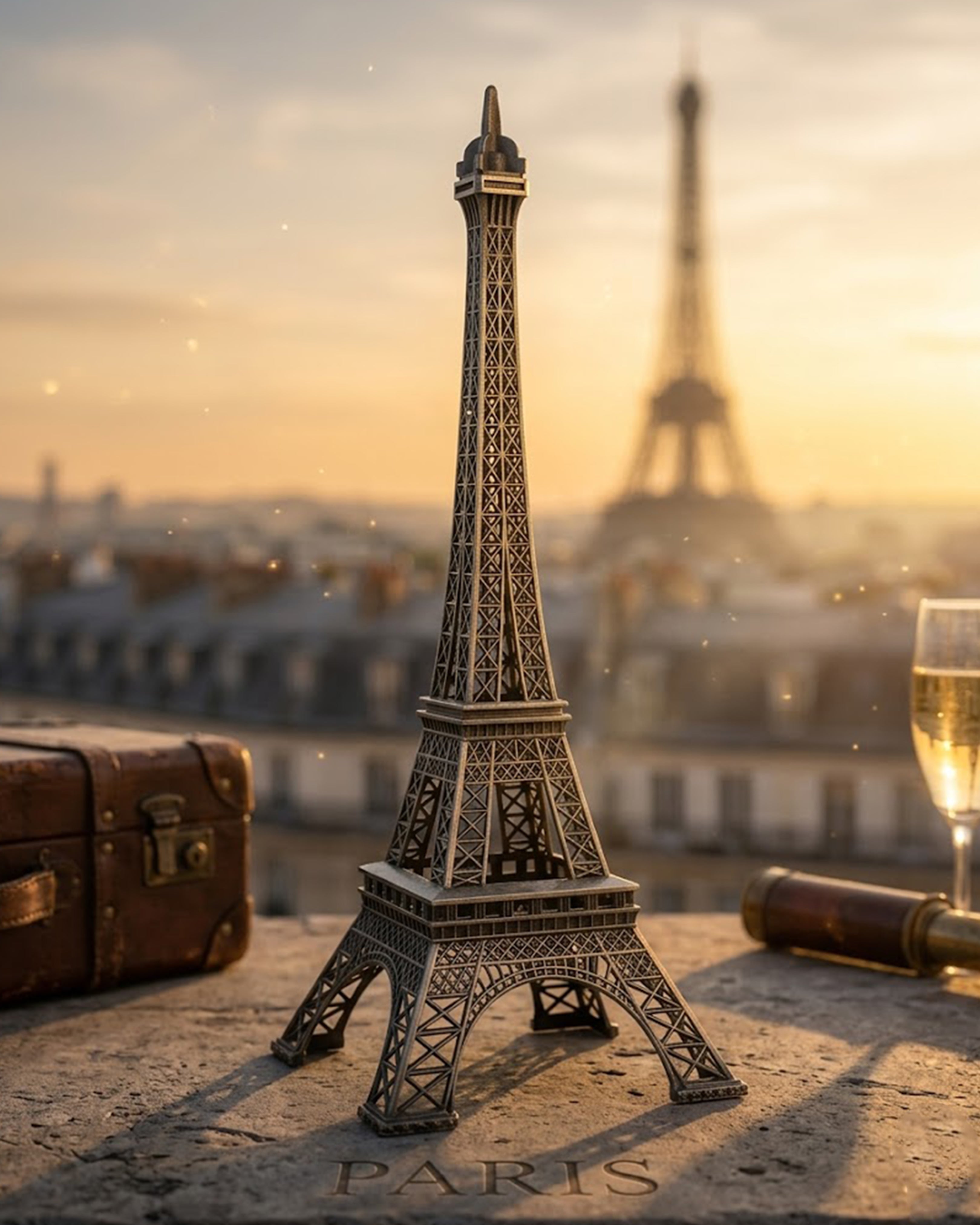 Matte Black Eiffel Tower Landmark Replica - Sophisticated Tabletop Decor & Paris Souvenir