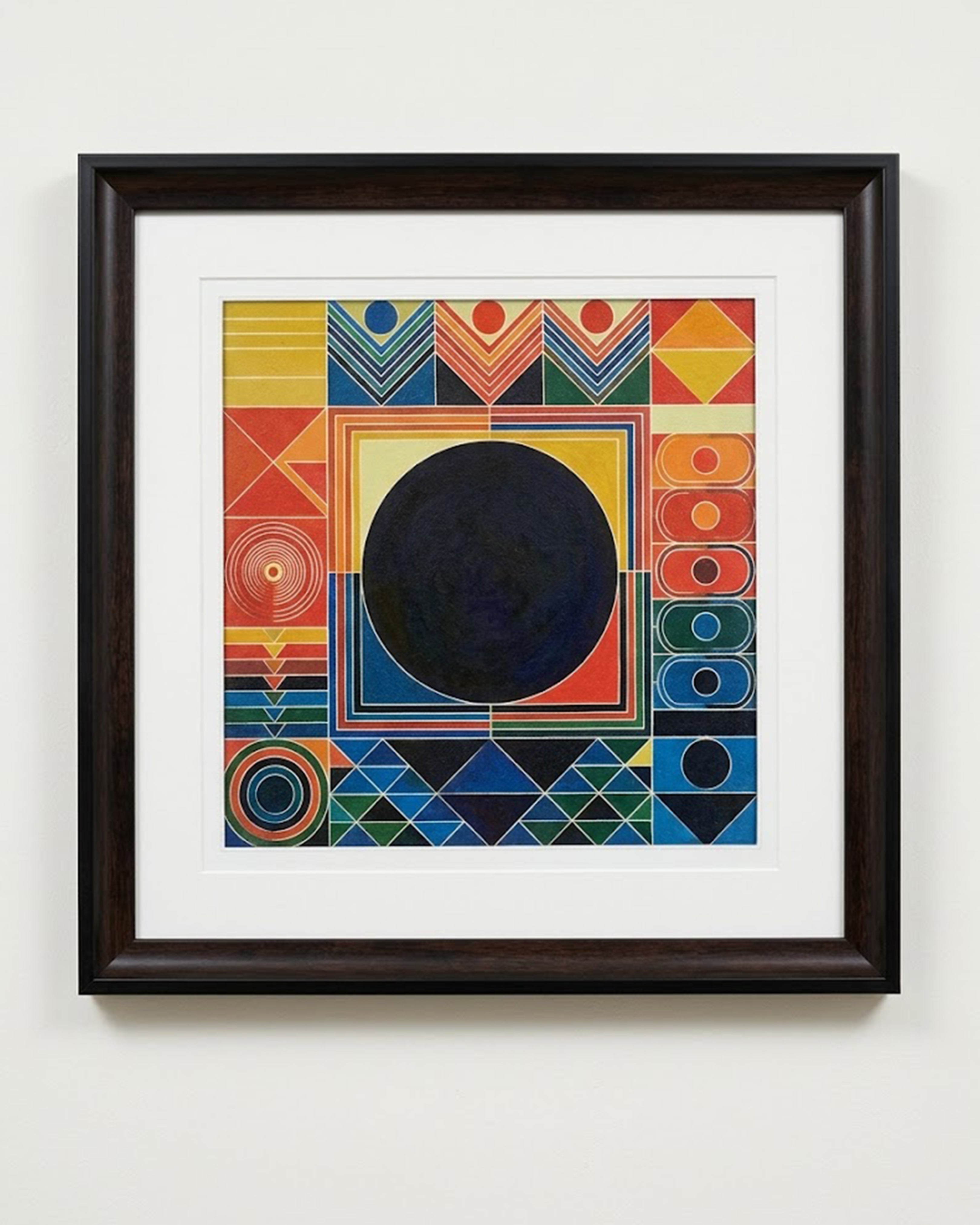 Celestial Eclipse Abstract Geometric Wall Art - Modern Multi-Color Framed Fine Art Print