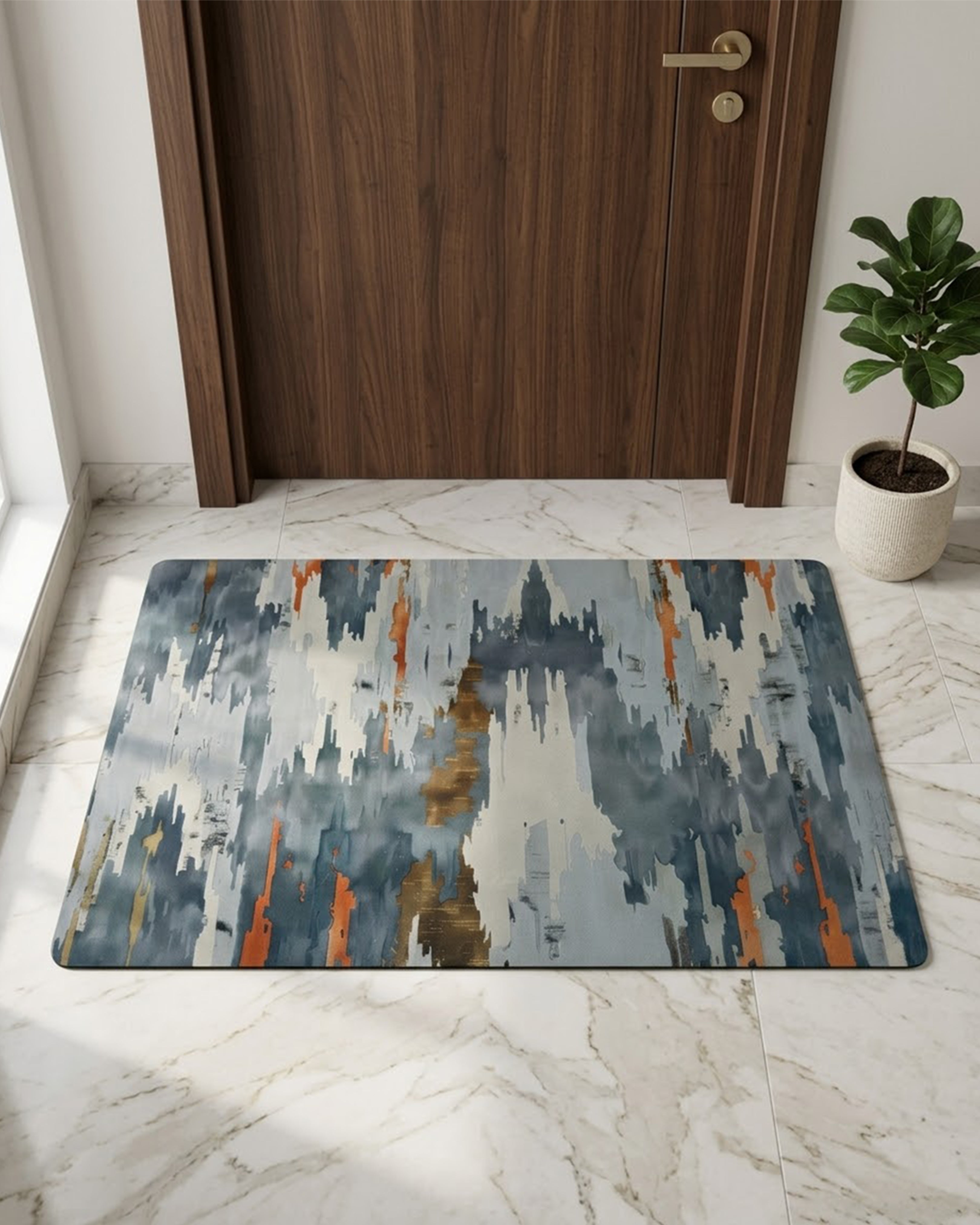 Modern Marble & Gold Vein Luxury Bath Mat – 3D Abstract Stone Pattern Anti-Slip Rug | Premium Soft Microfiber Floor Mat
