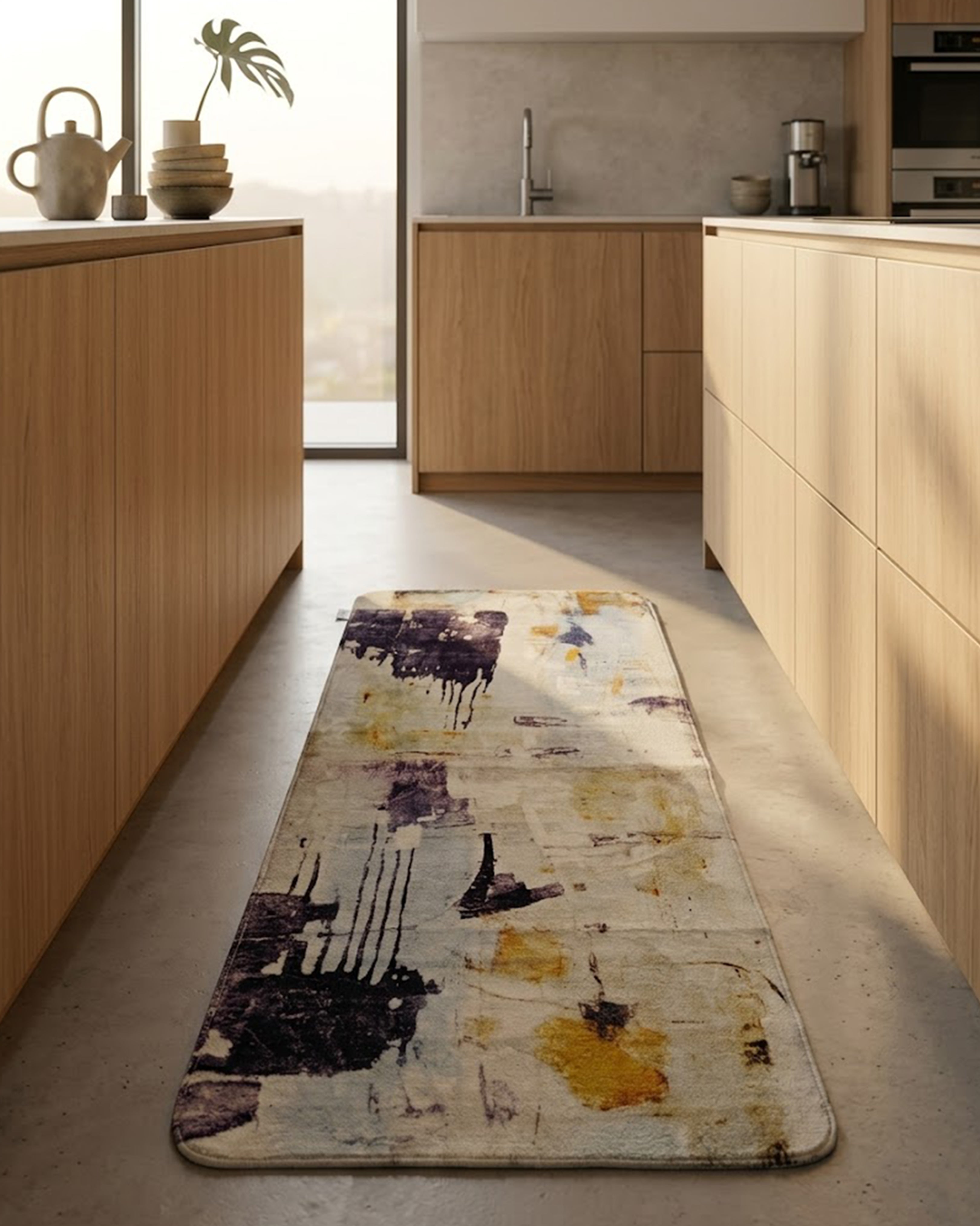 Botanical Elegance Long Runner Rug – Floral Print Anti-Slip Floor Mat for Hallway & Kitchen | Soft Microfiber Runner