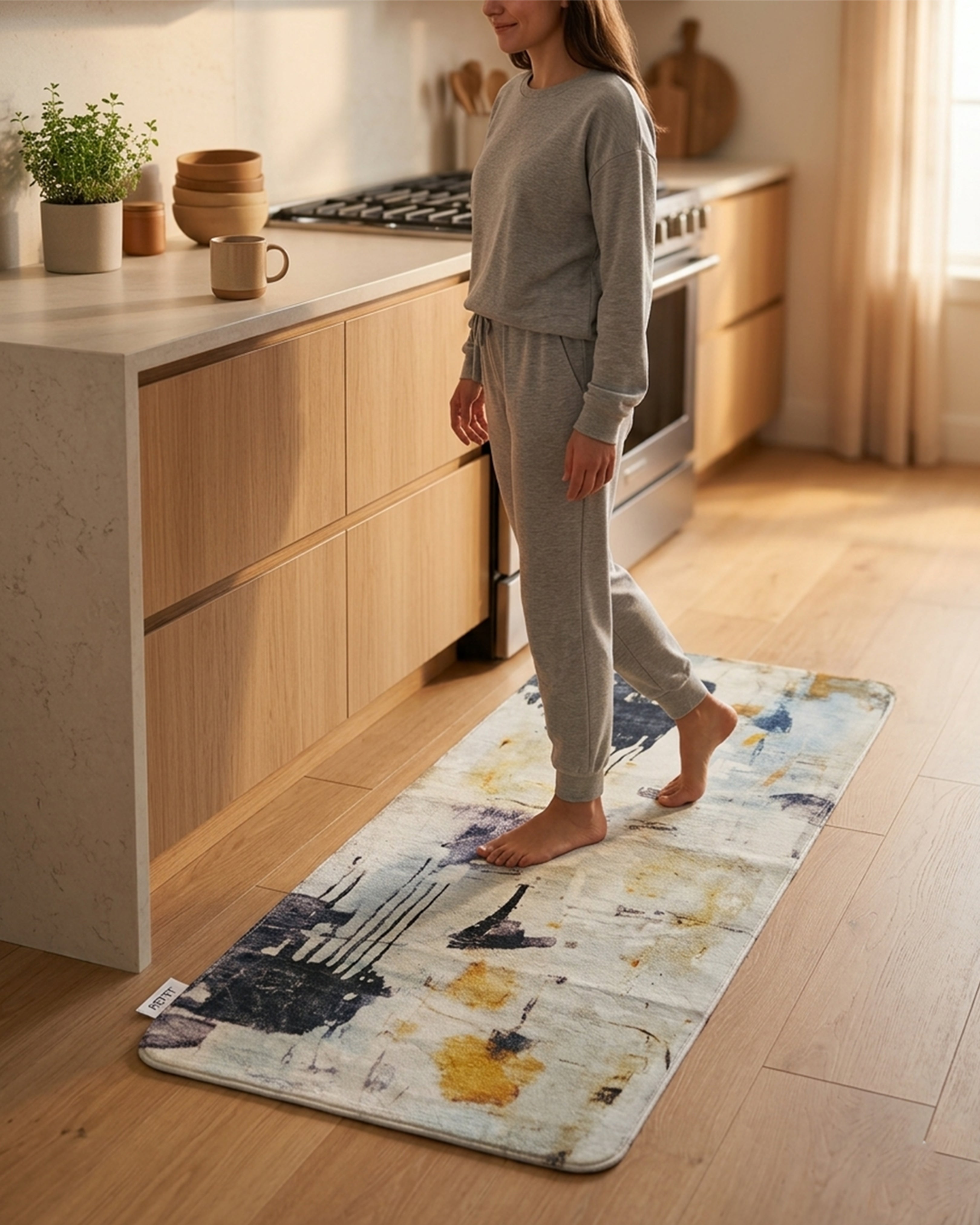 Botanical Elegance Long Runner Rug – Floral Print Anti-Slip Floor Mat for Hallway & Kitchen | Soft Microfiber Runner