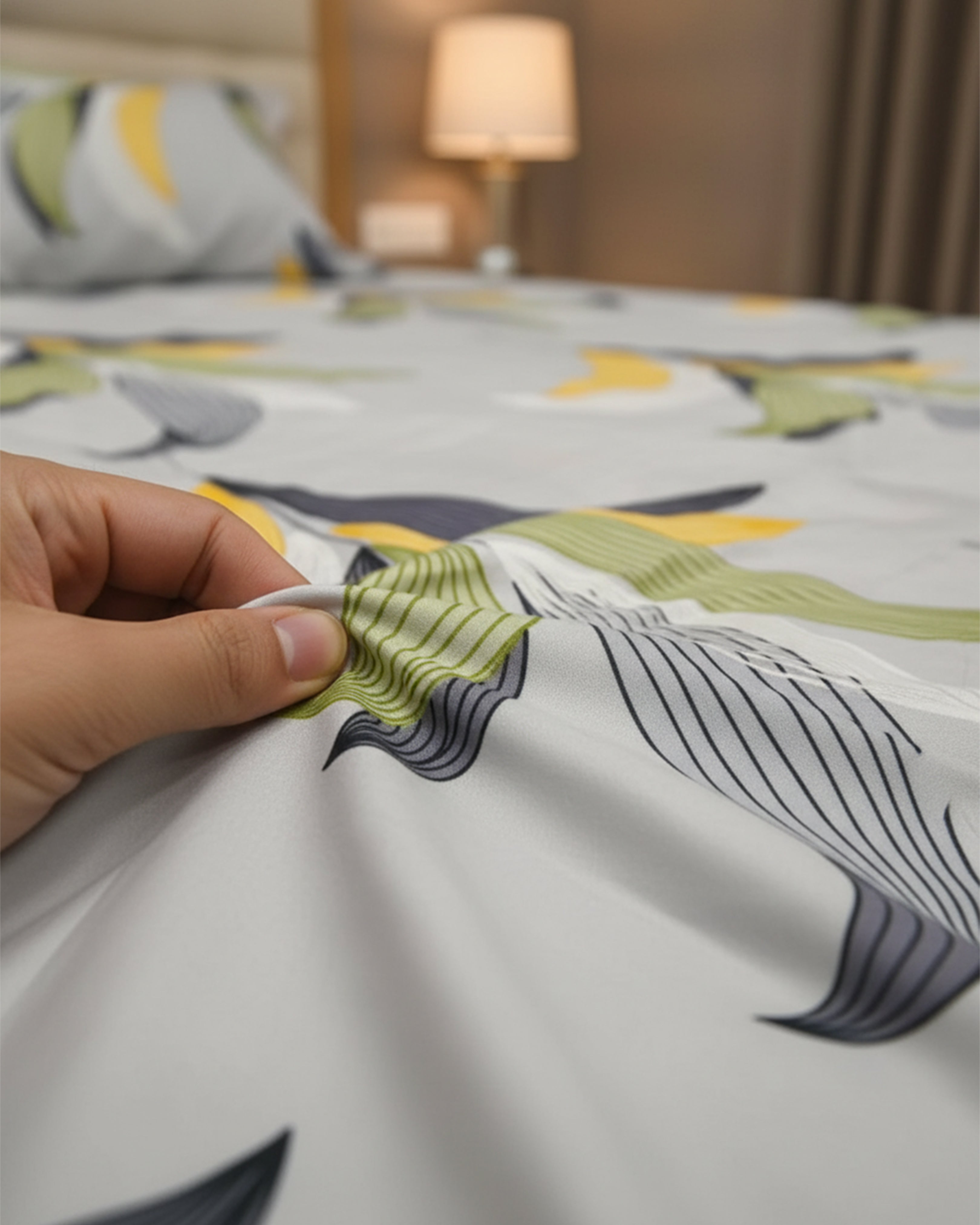 Premium Grey & Teal Checkered Double Bedspread - Luxury Cotton Feel Geometric Bedding Set with Matching Pillow Covers