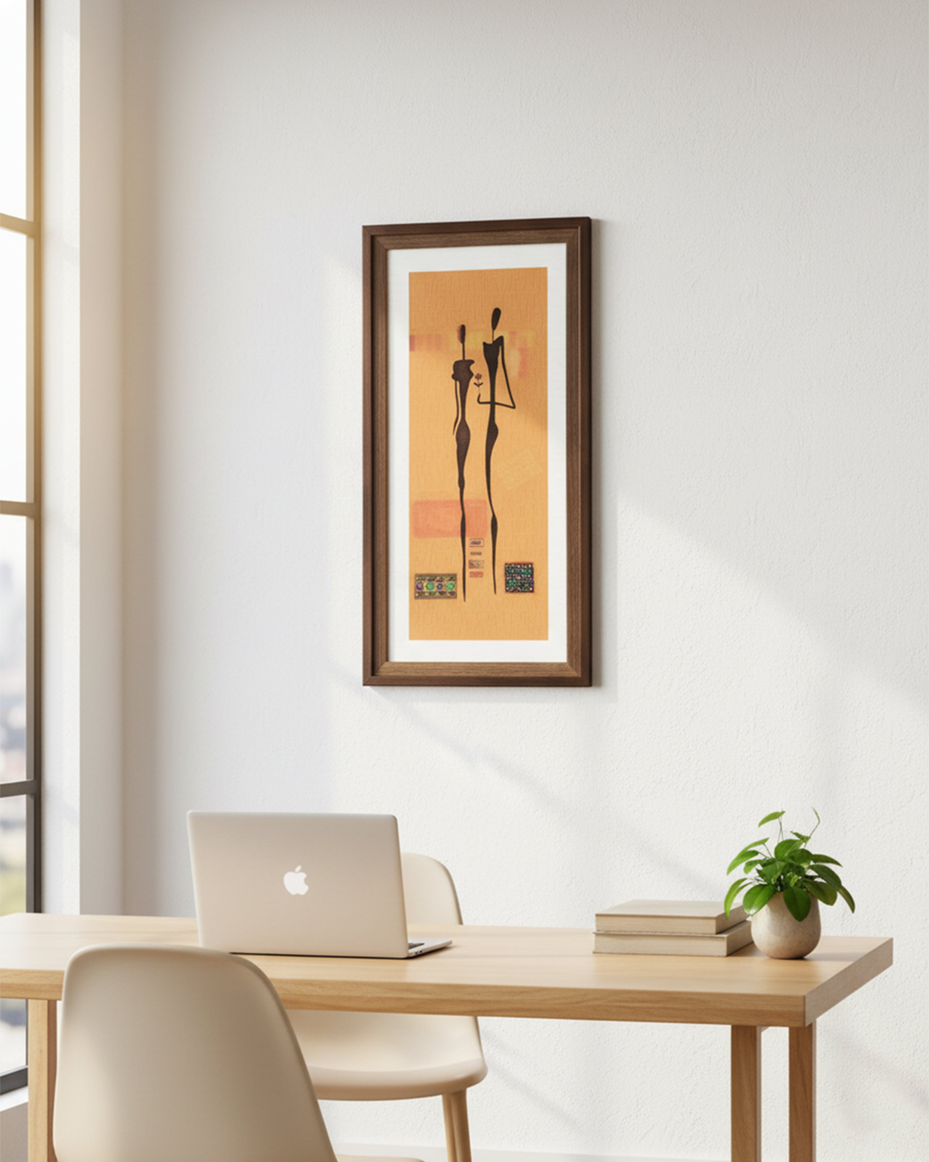 Minimalist African Tribal Figurine Canvas Art – Modern Silhouette Wall Decor for Living Room