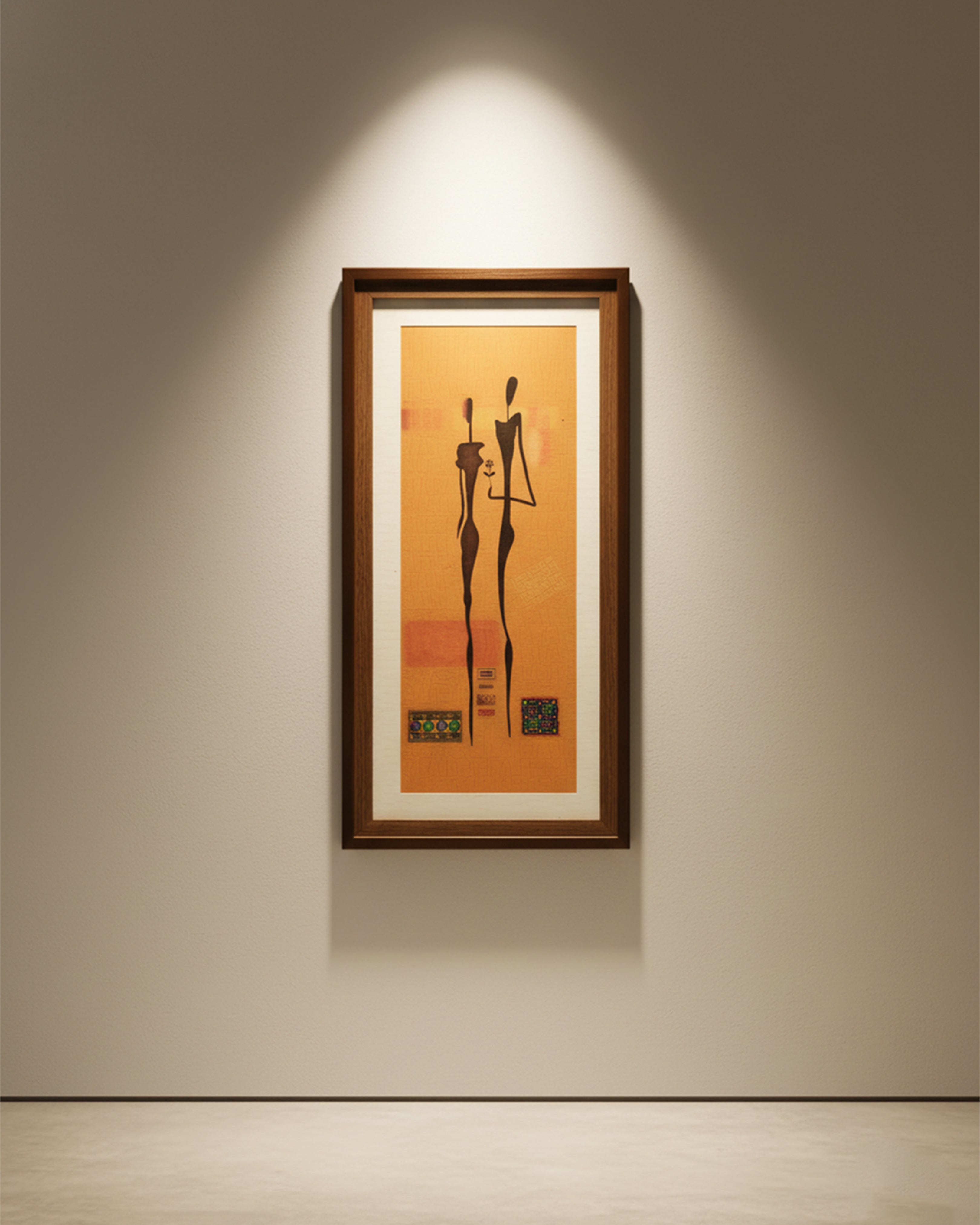 Minimalist African Tribal Figurine Canvas Art – Modern Silhouette Wall Decor for Living Room