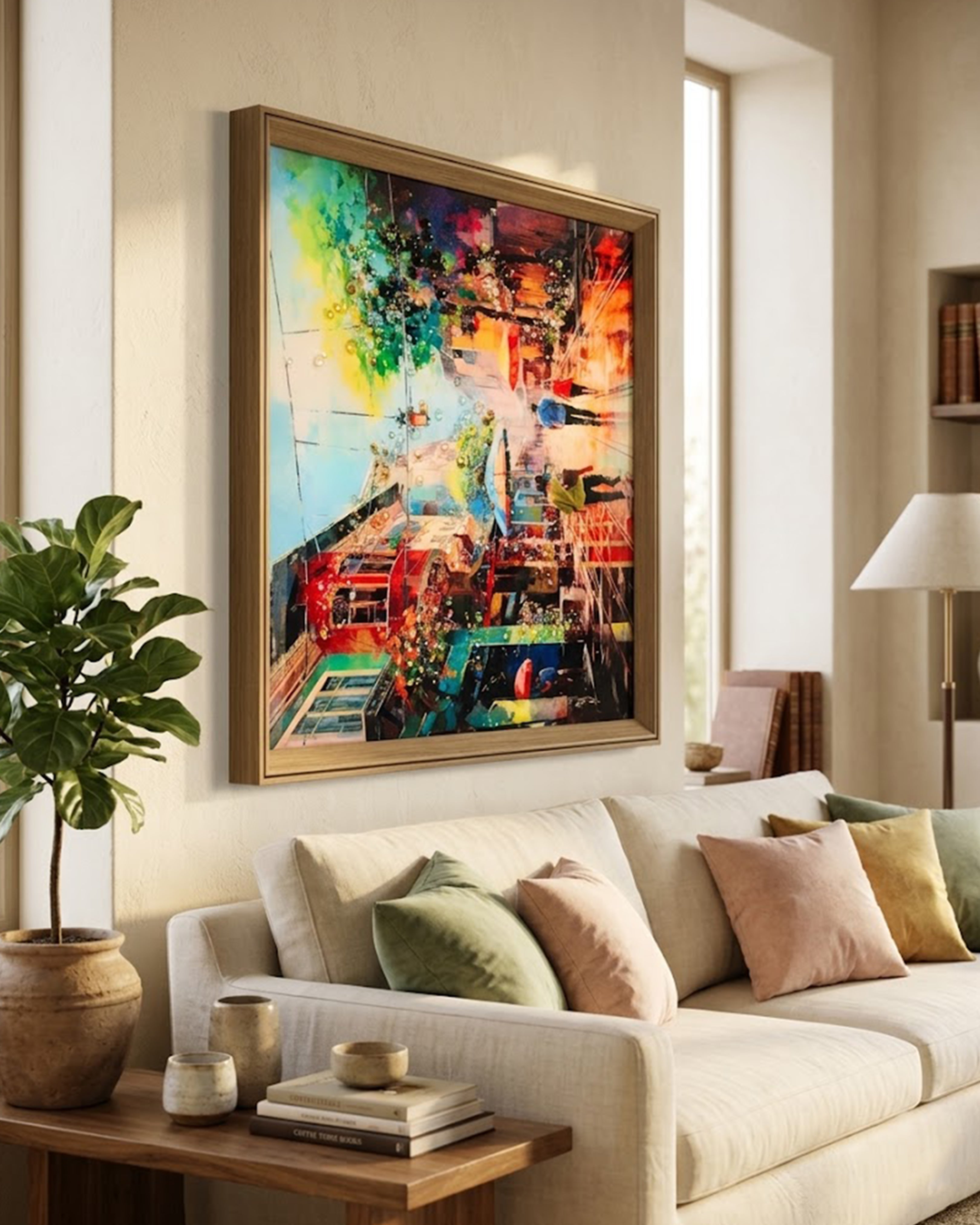 Divine Bond: Young Krishna & Sudama Embrace Canvas Art – Heartwarming Spiritual Wall Decor