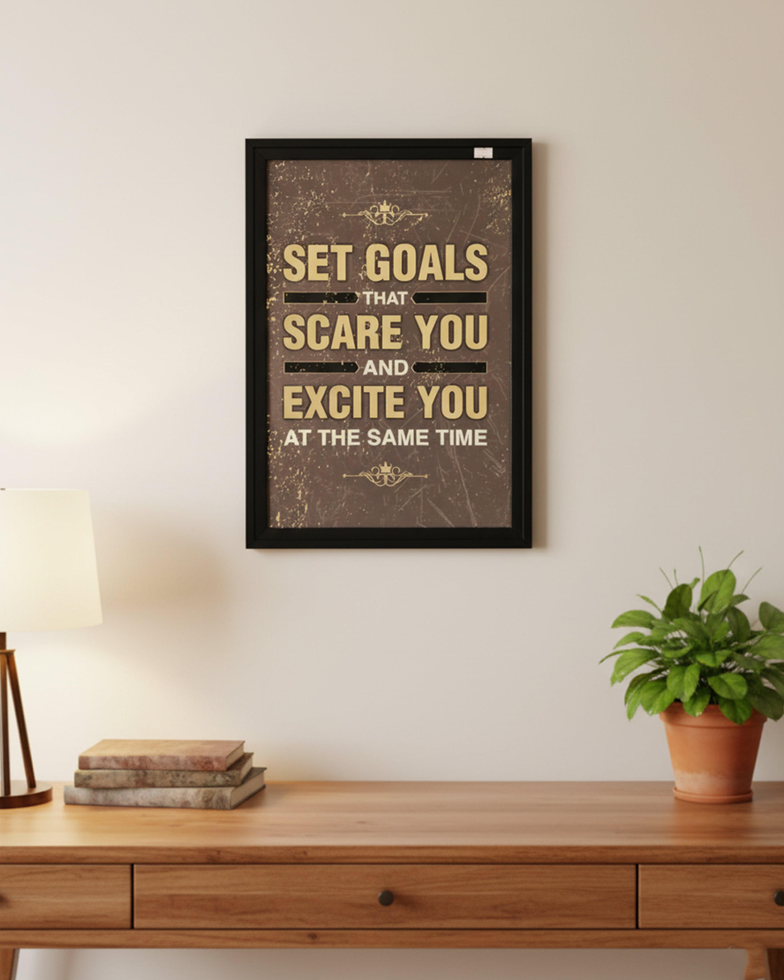 Motivational Success Quote Canvas – "Set Goals That Scare You And Excite You" Office Wall Art