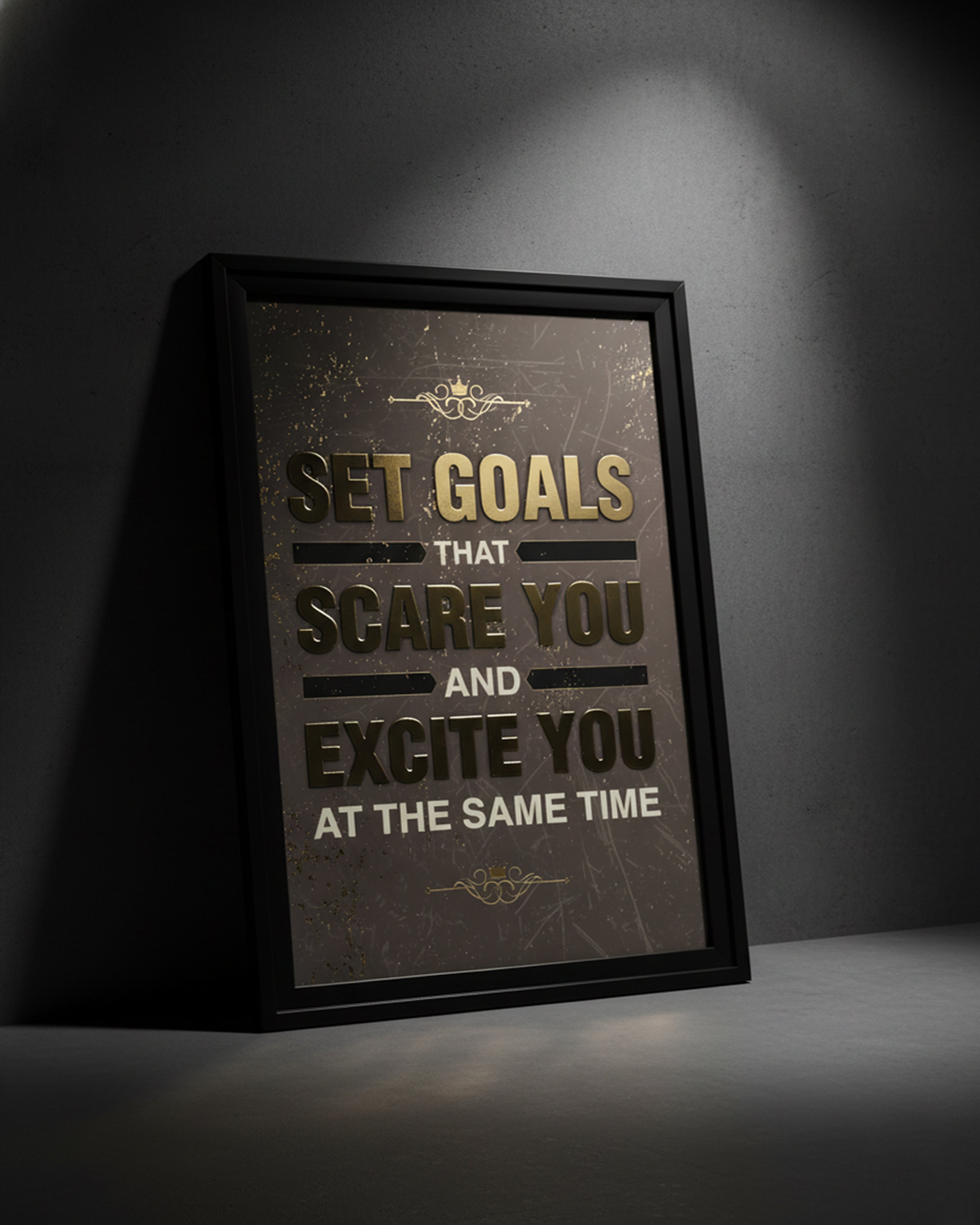 Motivational Success Quote Canvas – "Set Goals That Scare You And Excite You" Office Wall Art