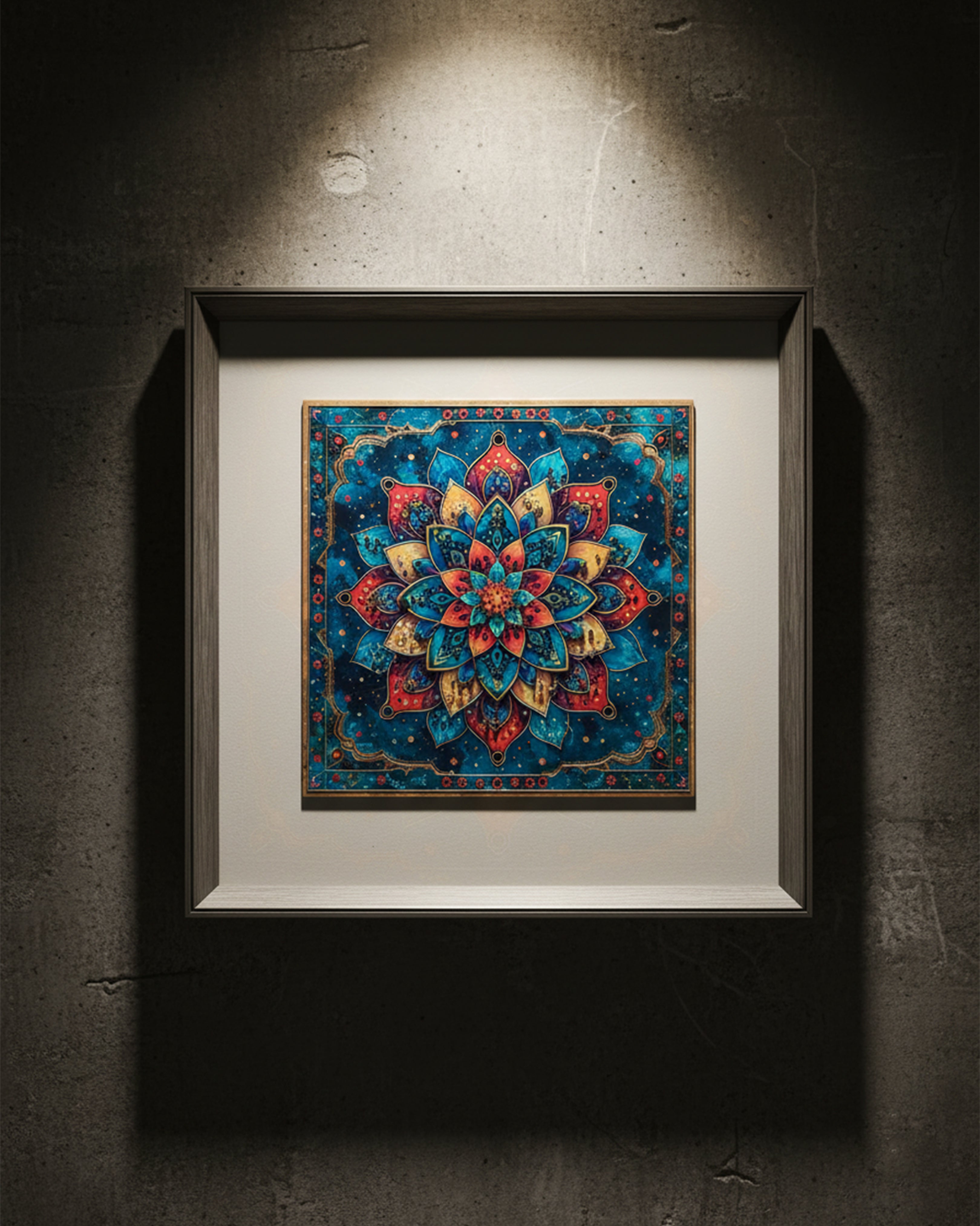 Vibrant Floral Mandala Canvas Art – Intricate Sacred Geometry Wall Decor for Meditation & Home