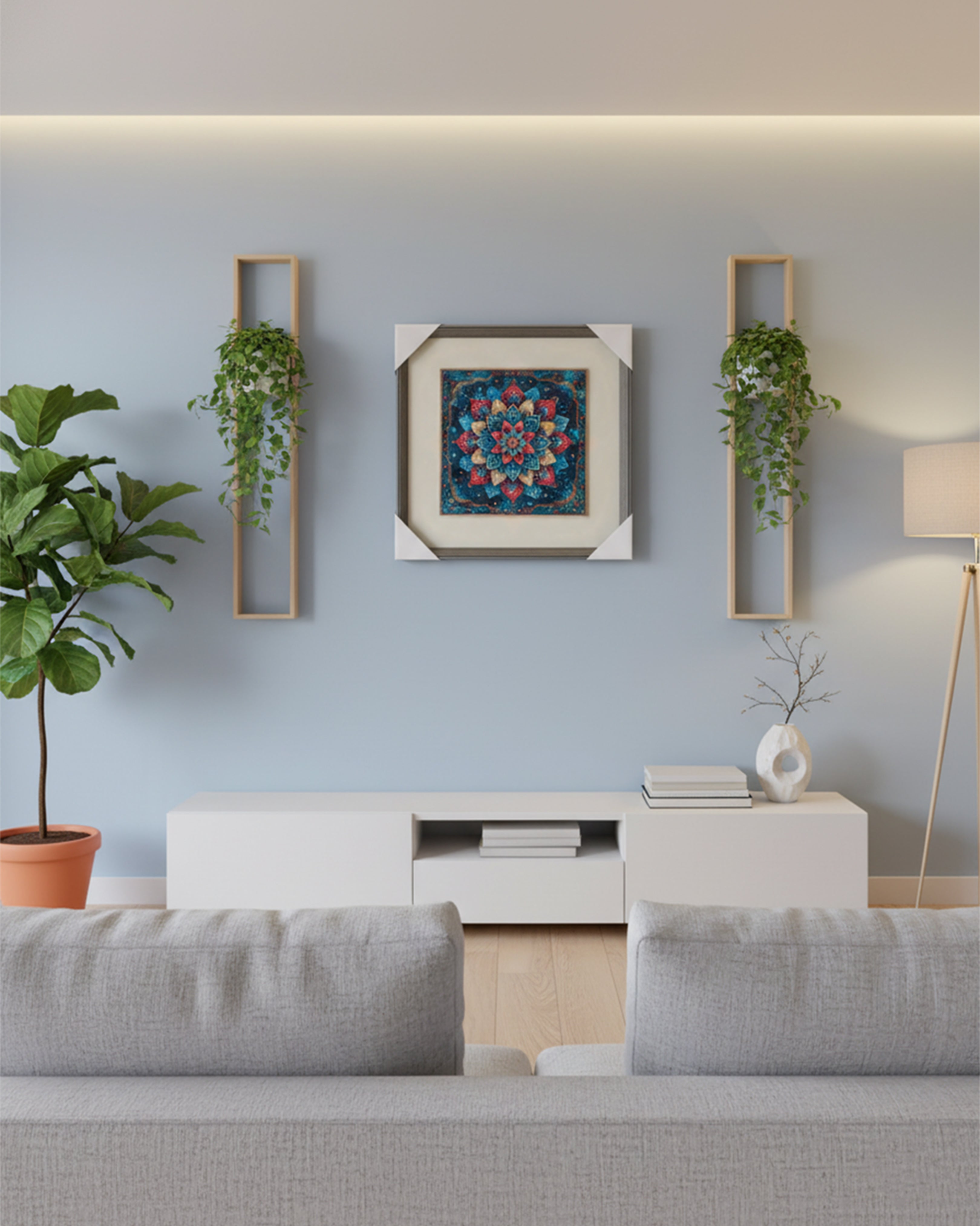Vibrant Floral Mandala Canvas Art – Intricate Sacred Geometry Wall Decor for Meditation & Home