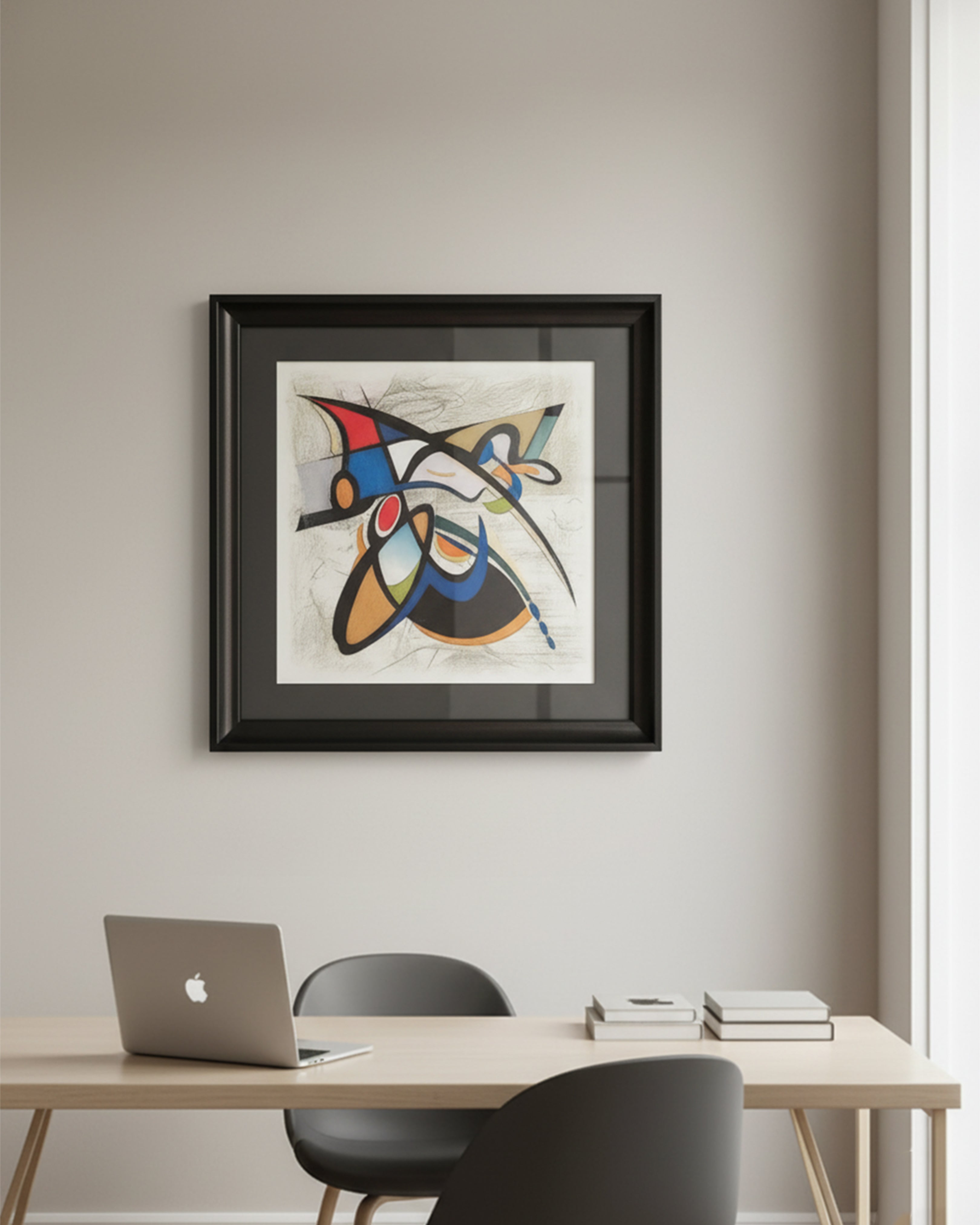 Contemporary Geometric Abstract Canvas Art – Mid-Century Modern Wall Decor for Creative Workspaces