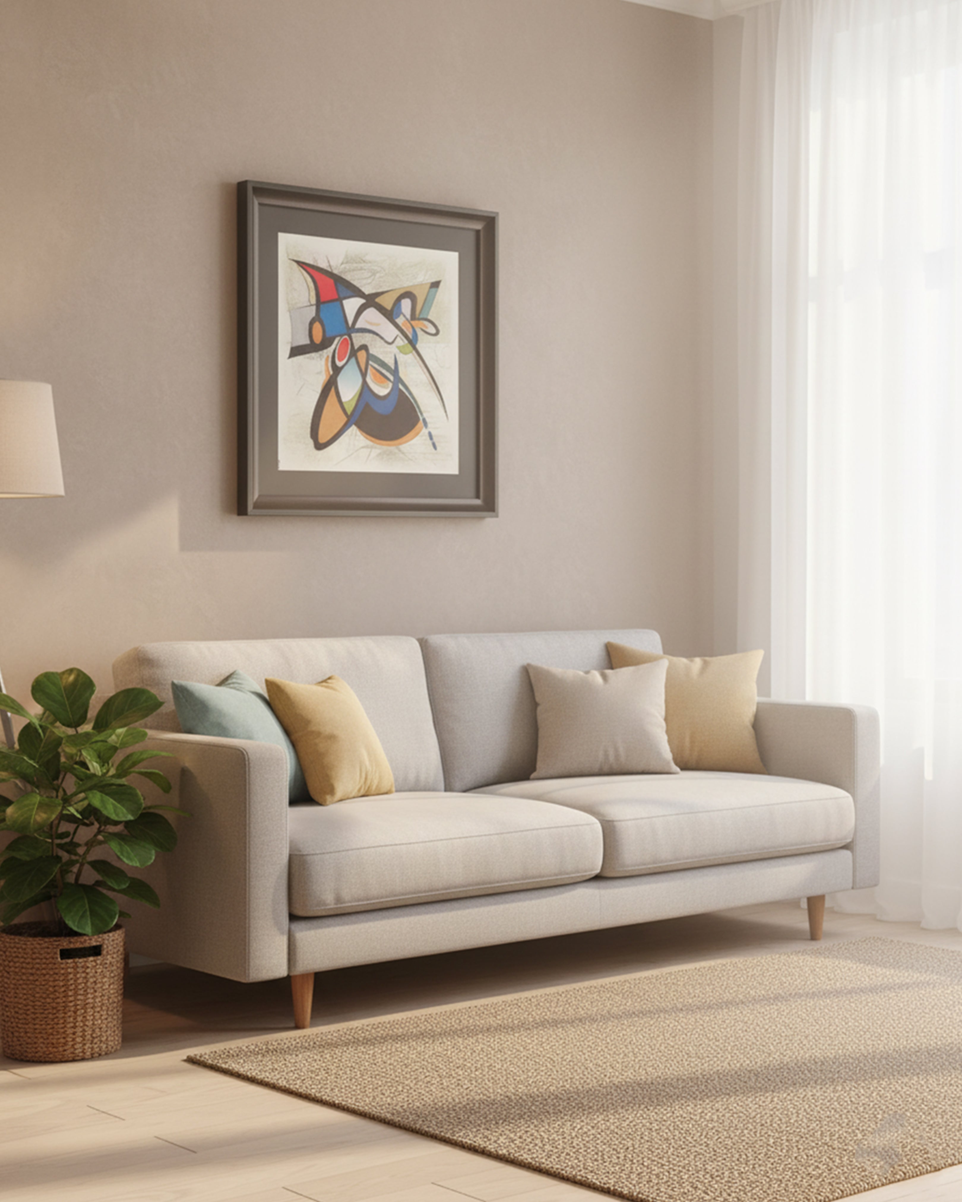 Contemporary Geometric Abstract Canvas Art – Mid-Century Modern Wall Decor for Creative Workspaces