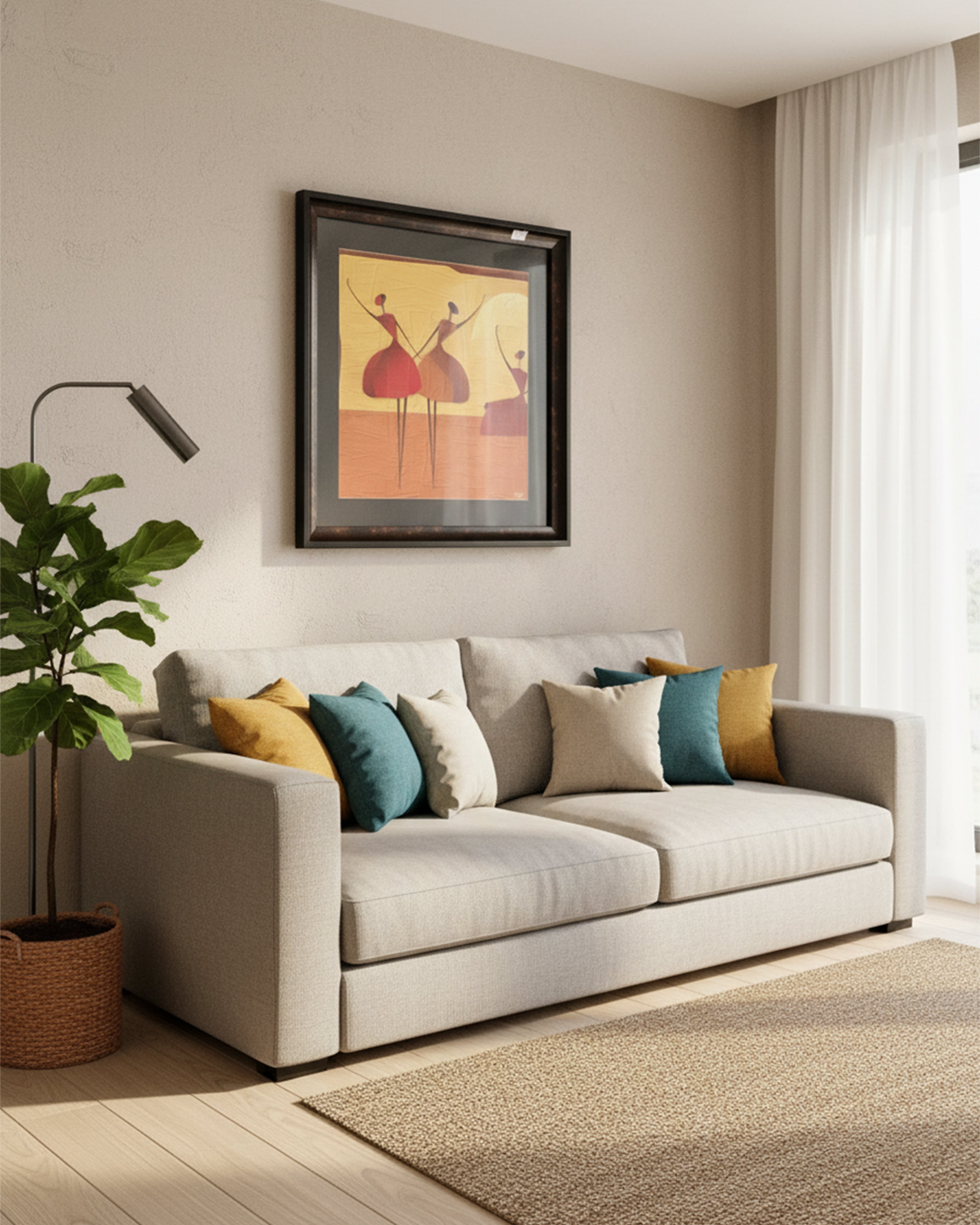 Tribal Harmony: African Figurative Dancers Canvas Art – Warm Tone Wall Decor for Modern Homes