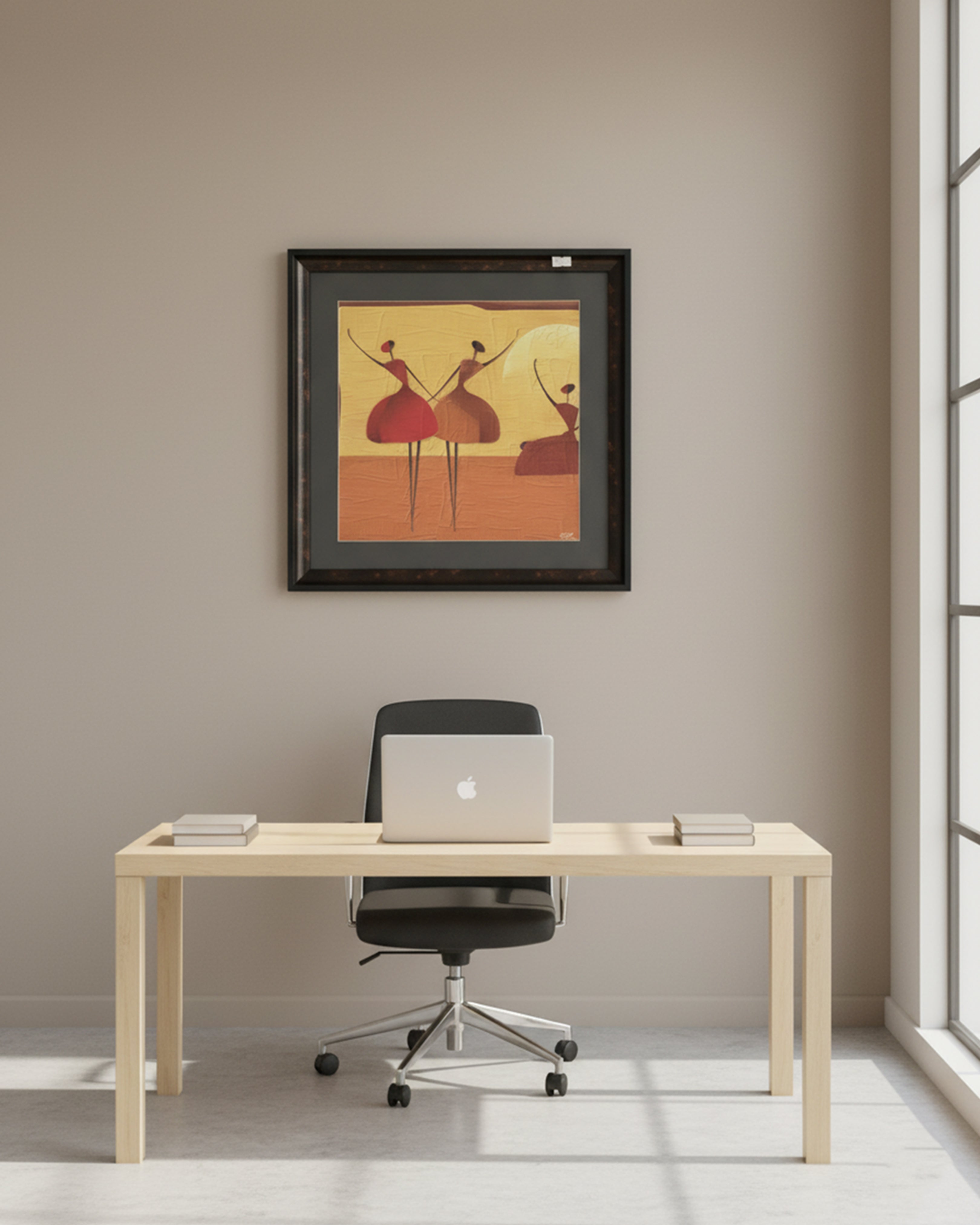 Tribal Harmony: African Figurative Dancers Canvas Art – Warm Tone Wall Decor for Modern Homes